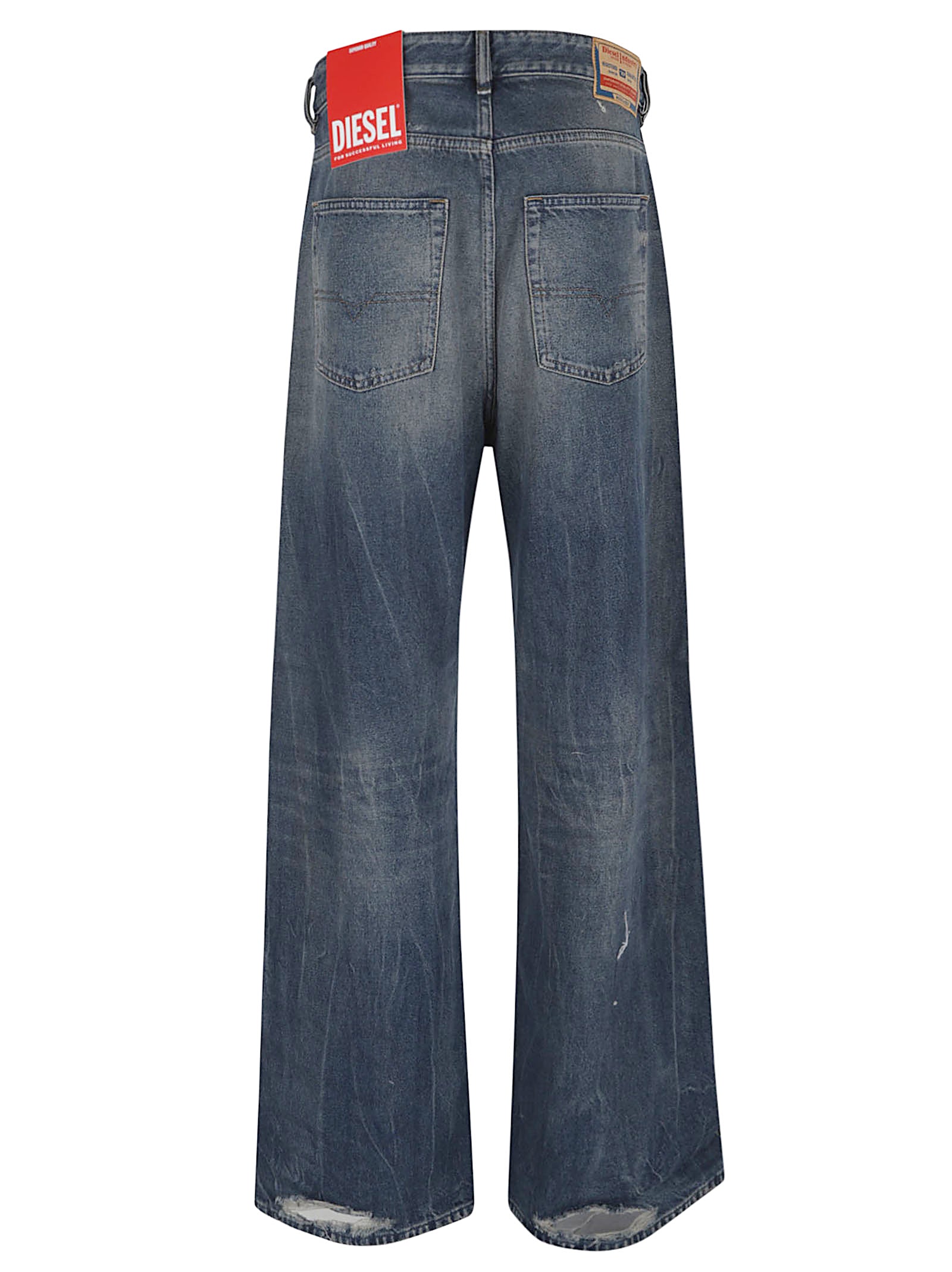 DIESEL Relaxed Fit Cropped Jeans with Ripped Details