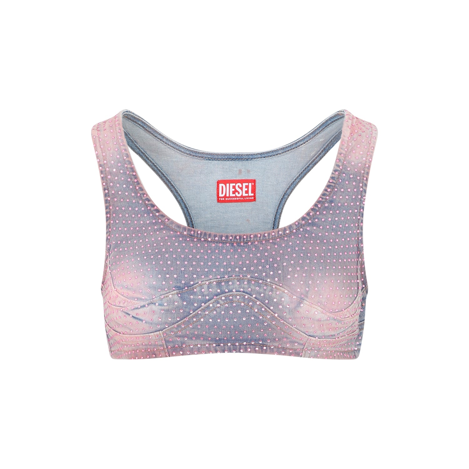 DIESEL Trendy Mini Crop Top with Rhinestone Detail