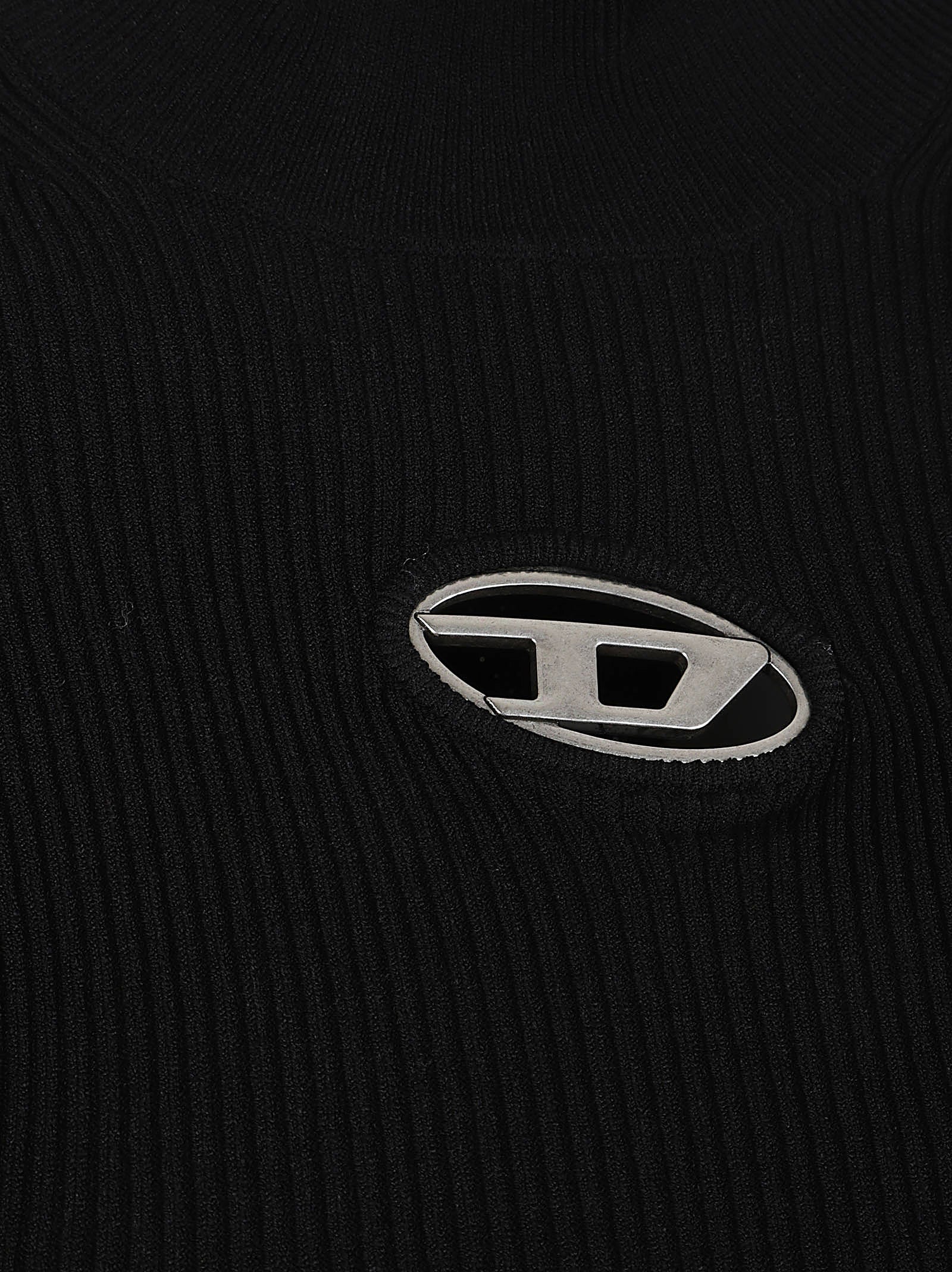 DIESEL Ribbed Knit Top with Cut-Out Trim - Regular Fit