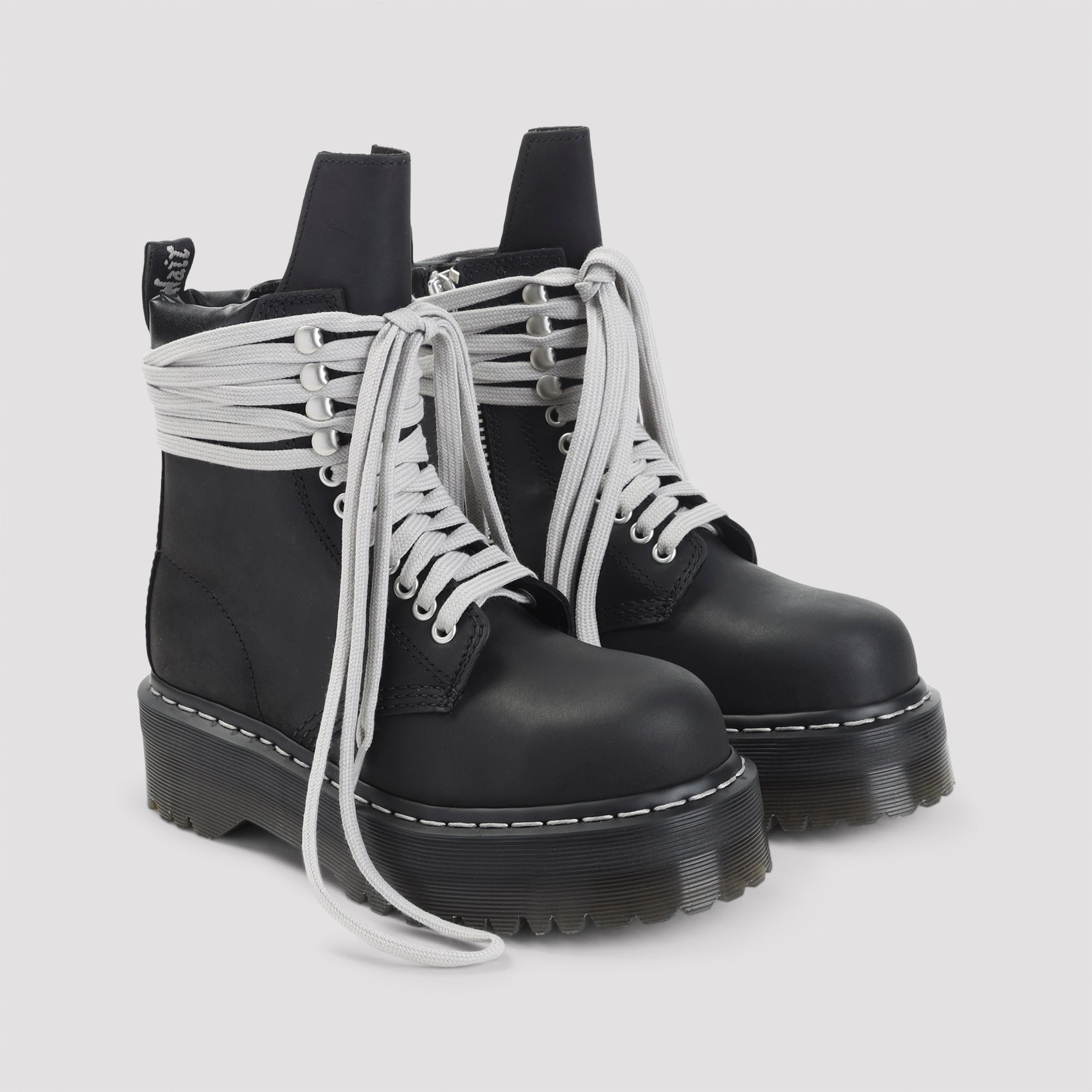 RICK OWENS X DR MARTENS Avant-Garde Steel Toe Boots - Men's 1460 Collaboration