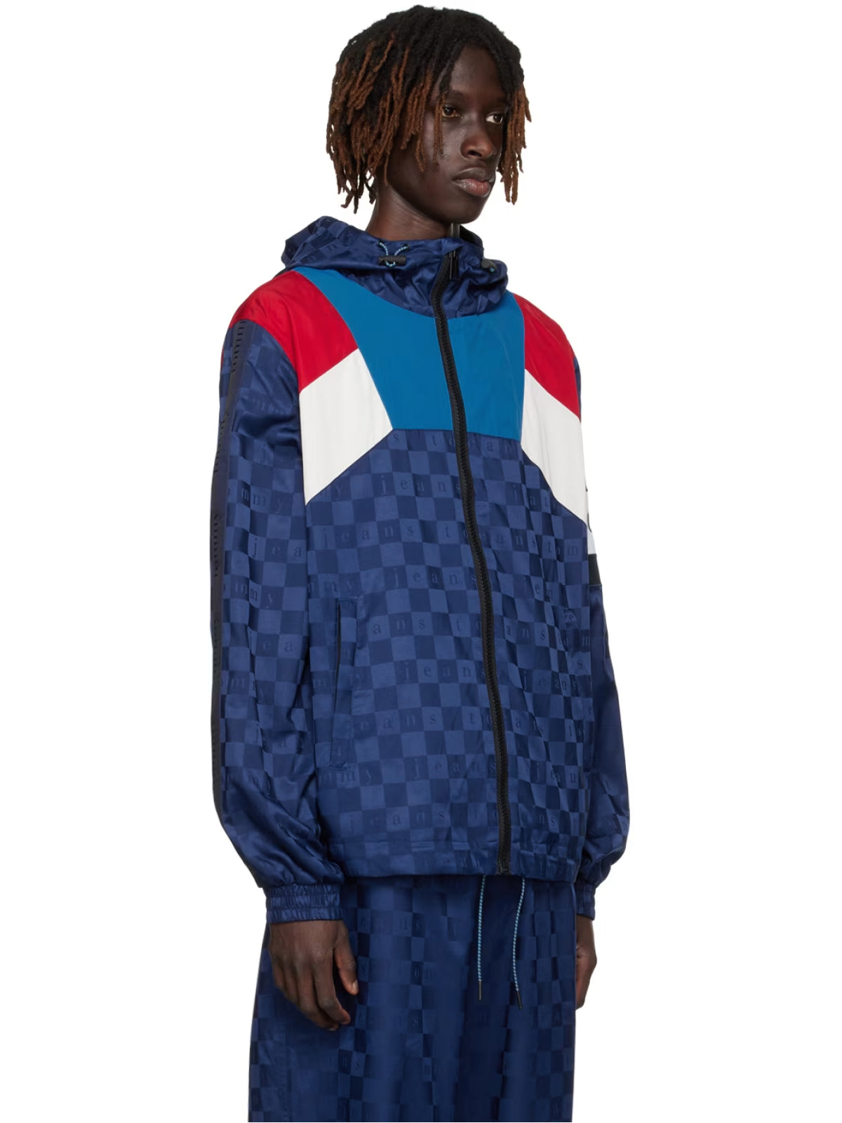 TOMMY HILFIGER Checkerboard Colour-Blocked Hooded Track Jacket
