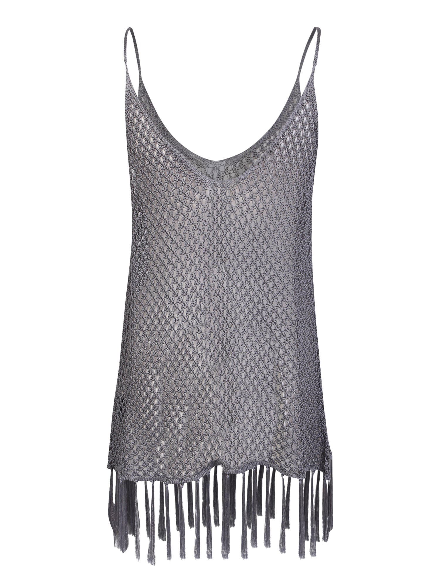DODO BAR OR Square Neck Spaghetti Strap Fringe Top