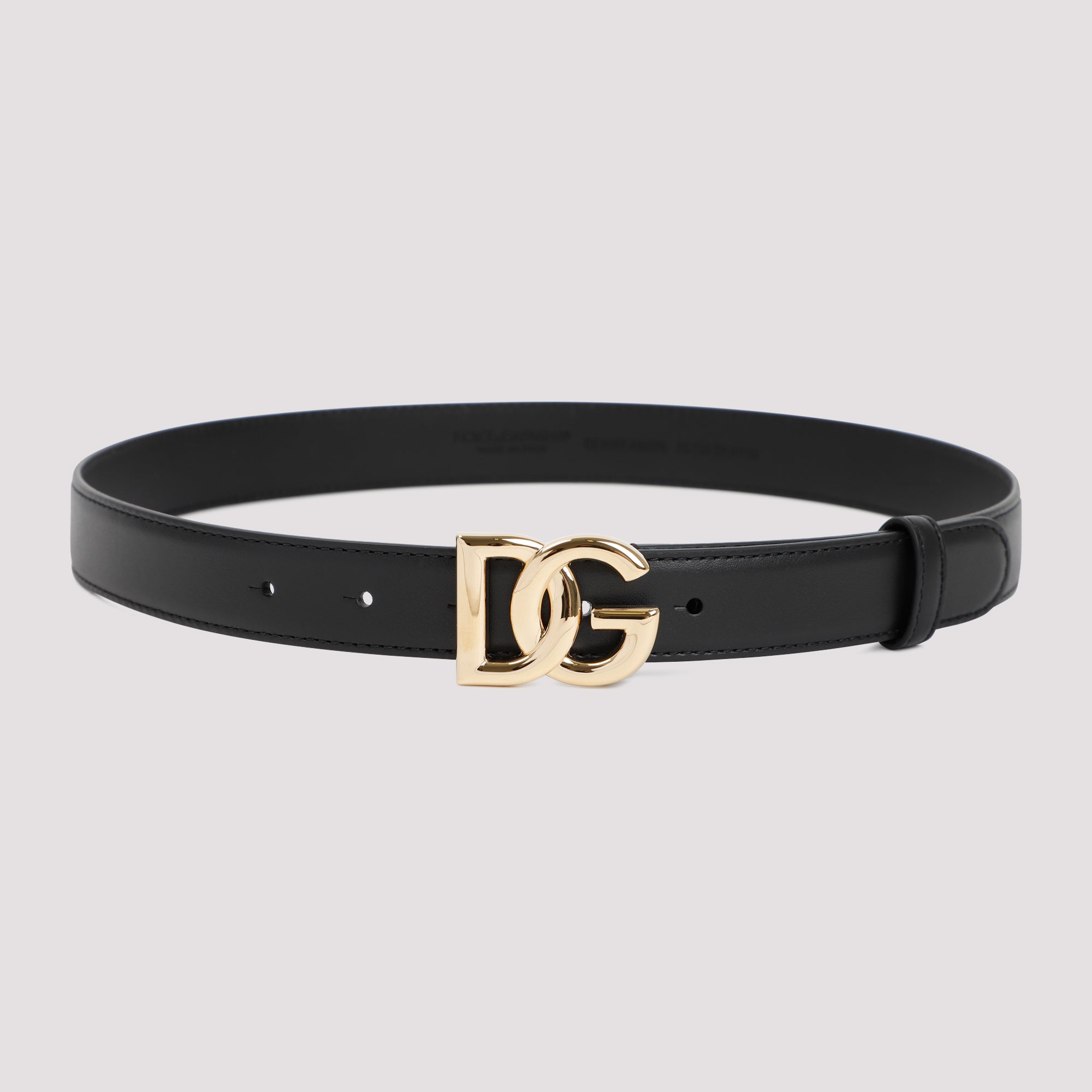 DOLCE & GABBANA Elegant Leather Belt with Golden-Tone Buckle