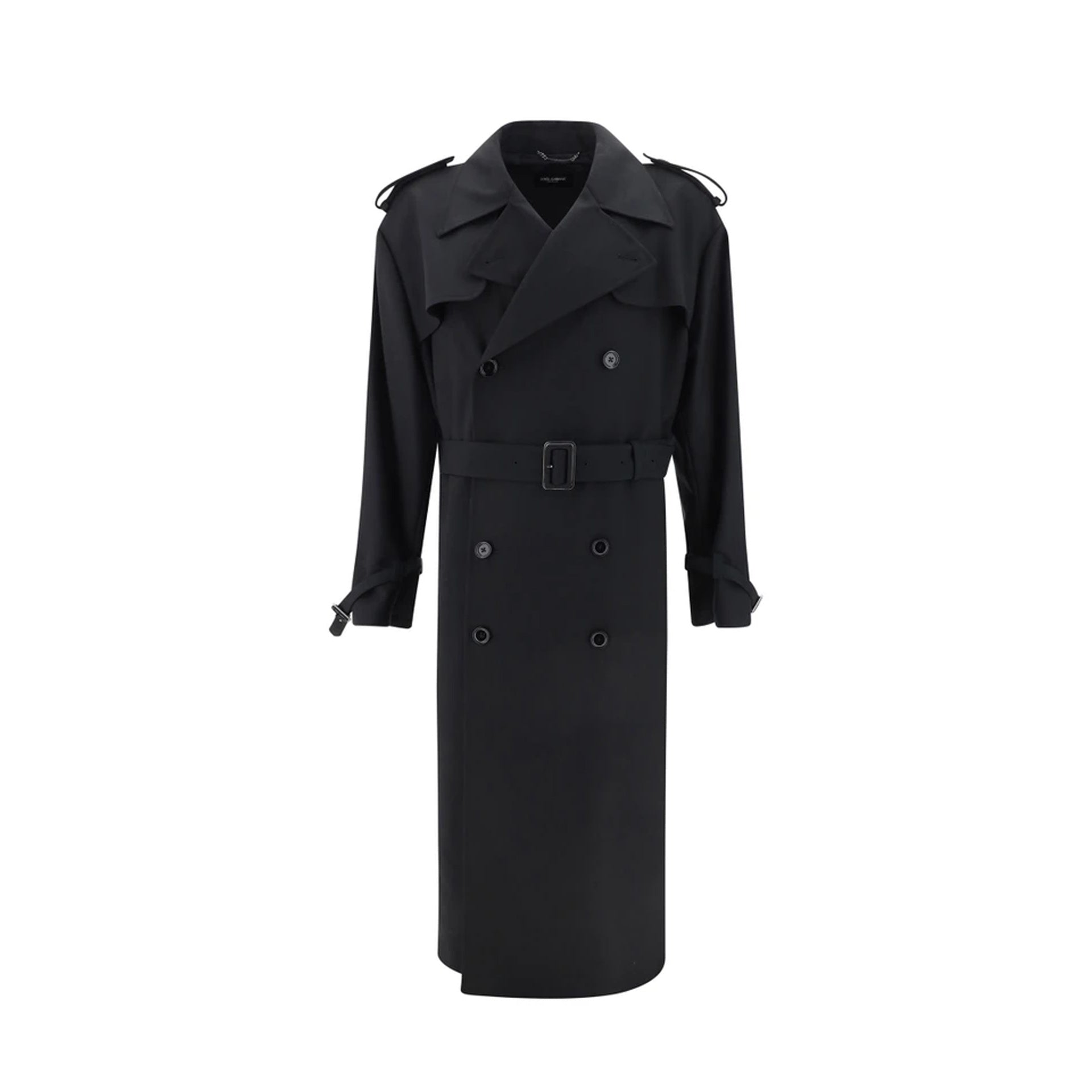 DOLCE & GABBANA Double-Breasted Wool Trench Jacket for Men