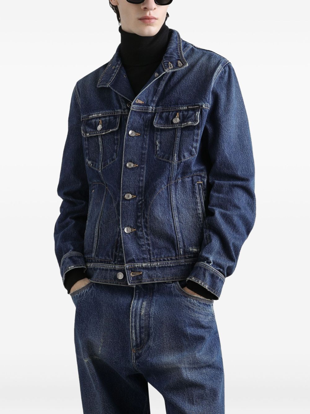 DOLCE & GABBANA Stylish High Collar Denim Jacket