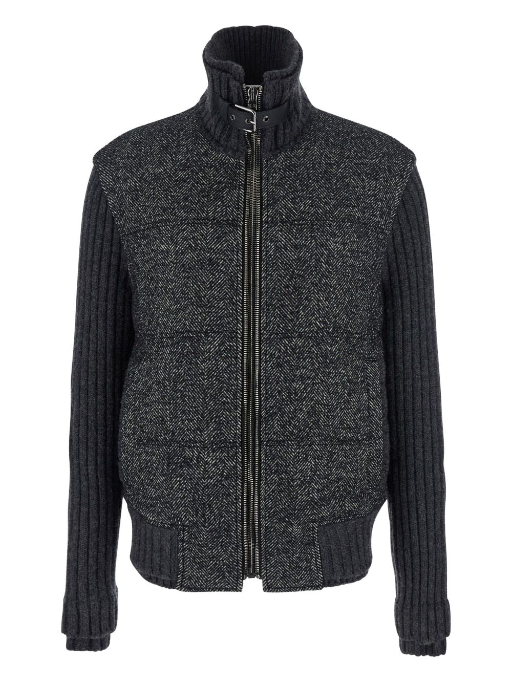 DOLCE & GABBANA Stylish Houndstooth Pattern Padded Wool Jacket for Men