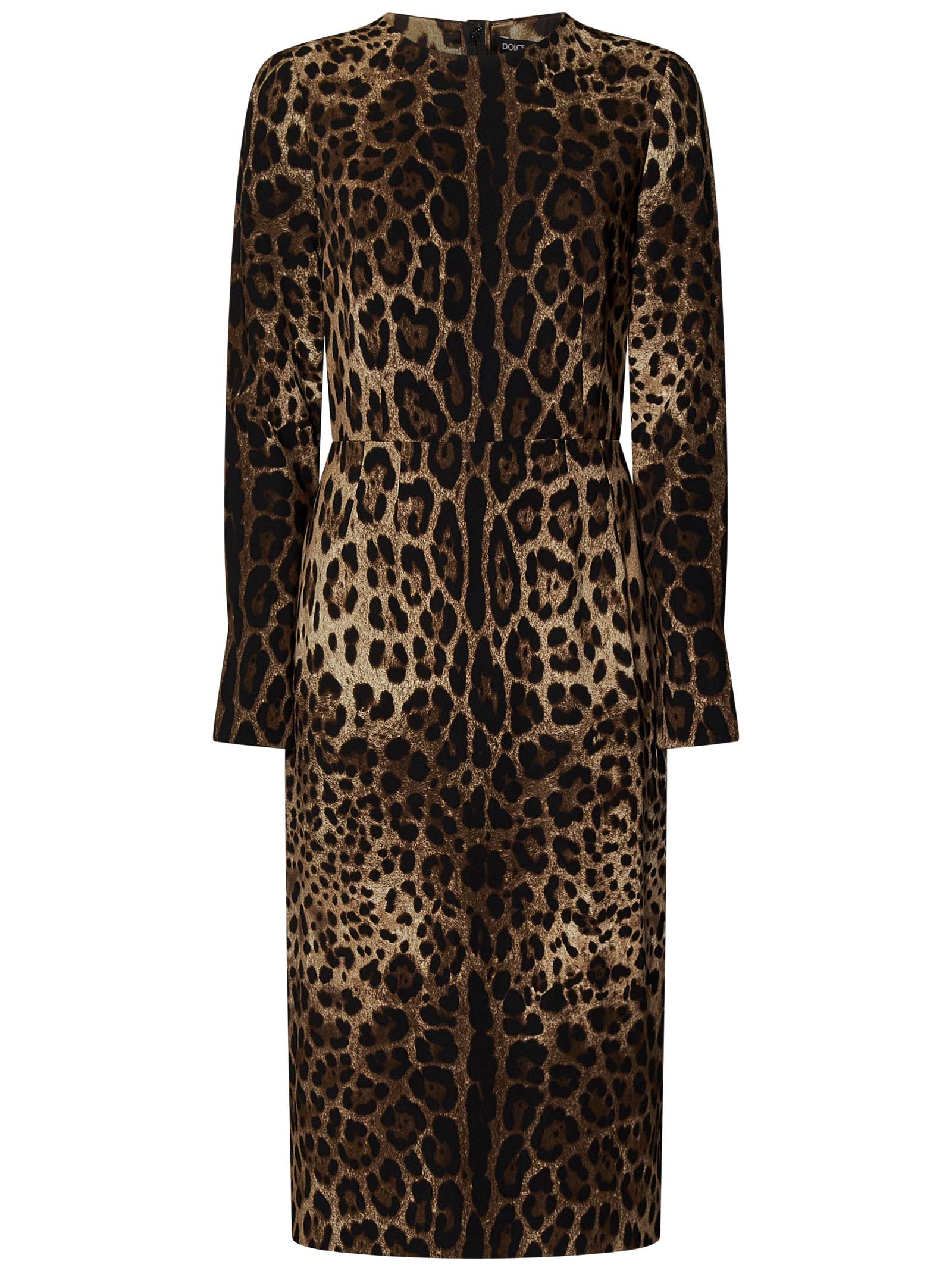 DOLCE & GABBANA Elegant Leopard Print Midi Dress - Size 40 IT