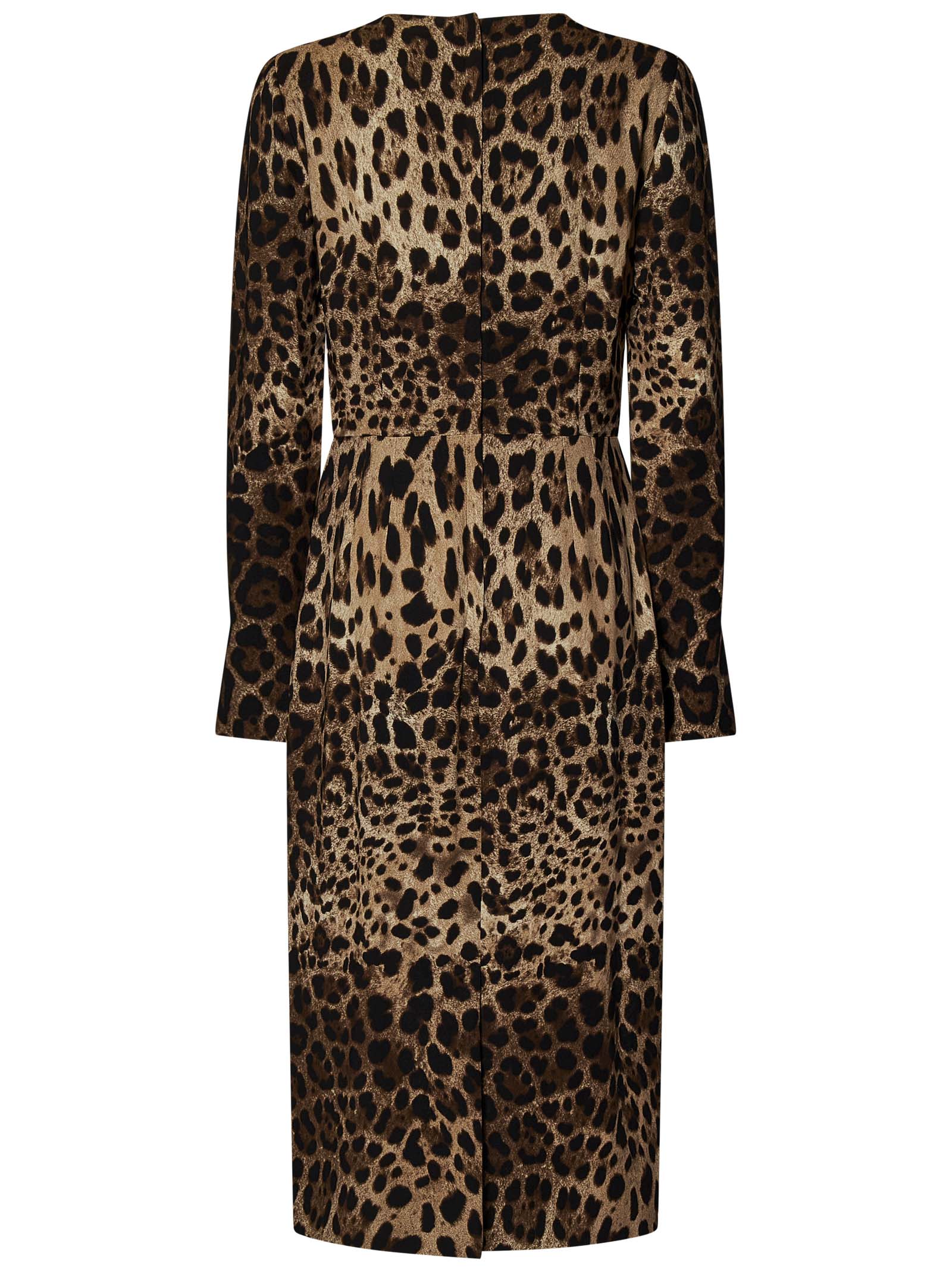 DOLCE & GABBANA Elegant Leopard Print Midi Dress - Size 40 IT