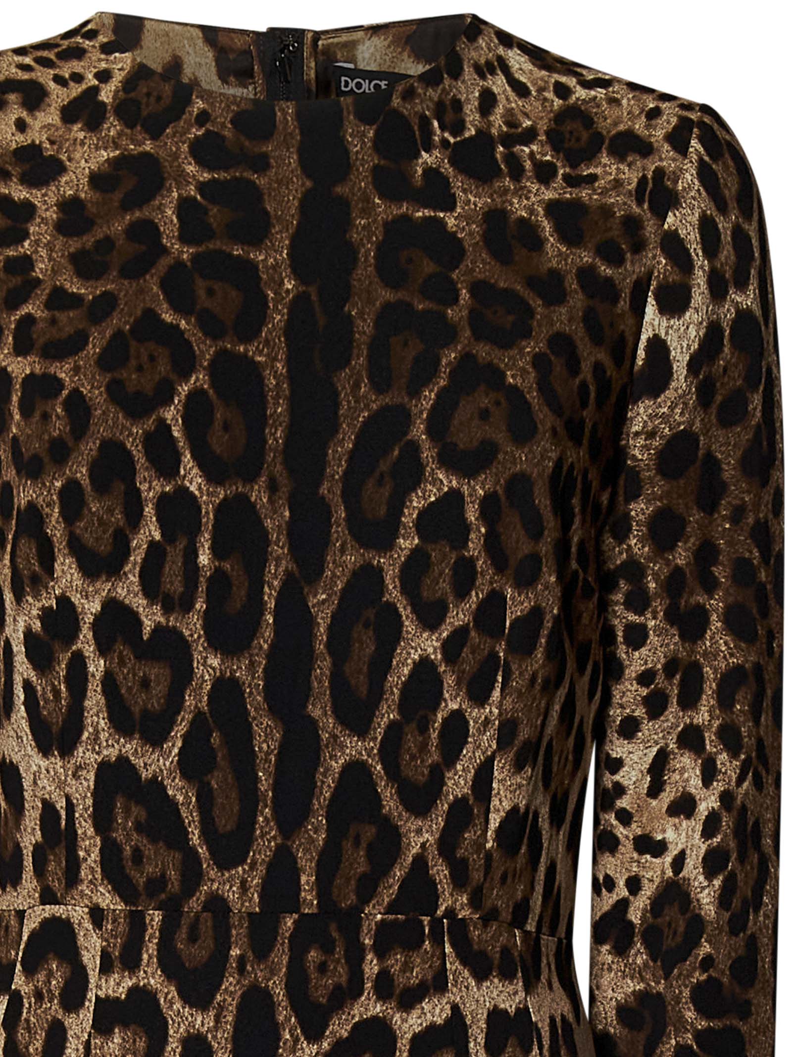 DOLCE & GABBANA Elegant Leopard Print Midi Dress - Size 40 IT