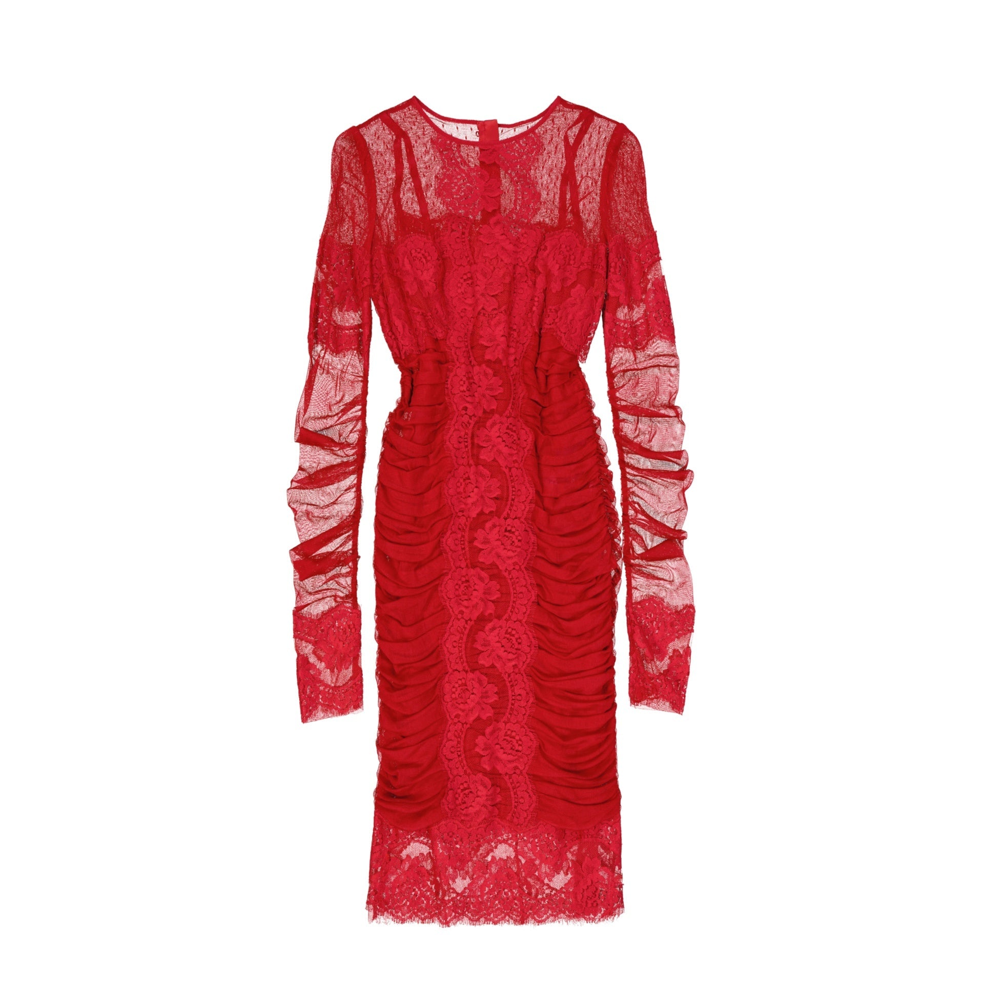 DOLCE & GABBANA Lace Rouches Mini Dress