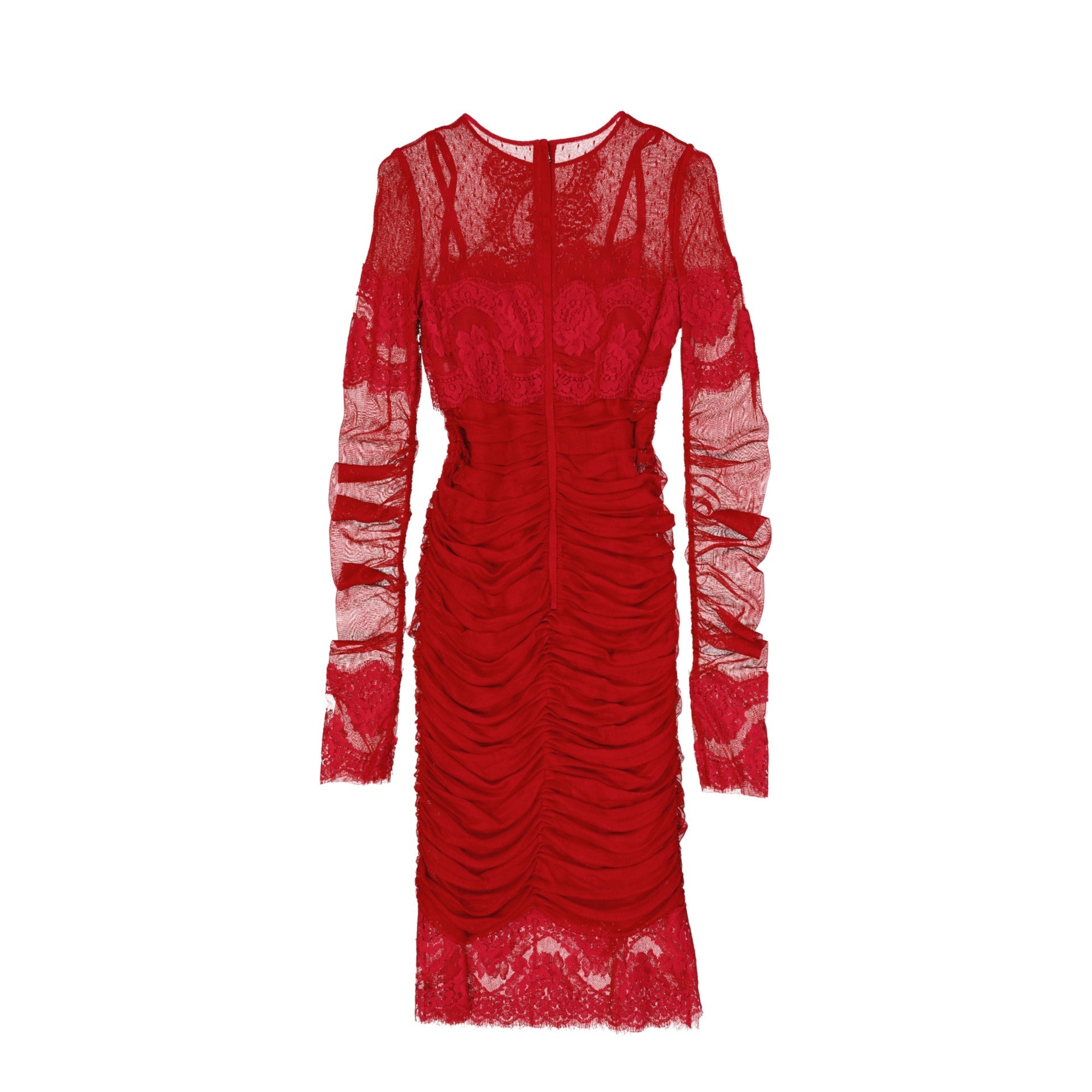DOLCE & GABBANA Lace Rouches Mini Dress