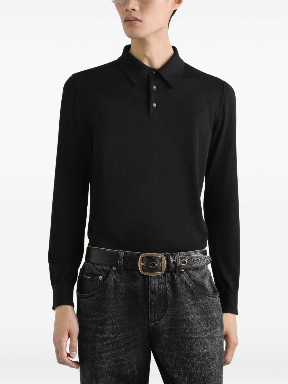 DOLCE & GABBANA Elegant Cashmere Long-Sleeved Polo Shirt - Fall Winter 25/26