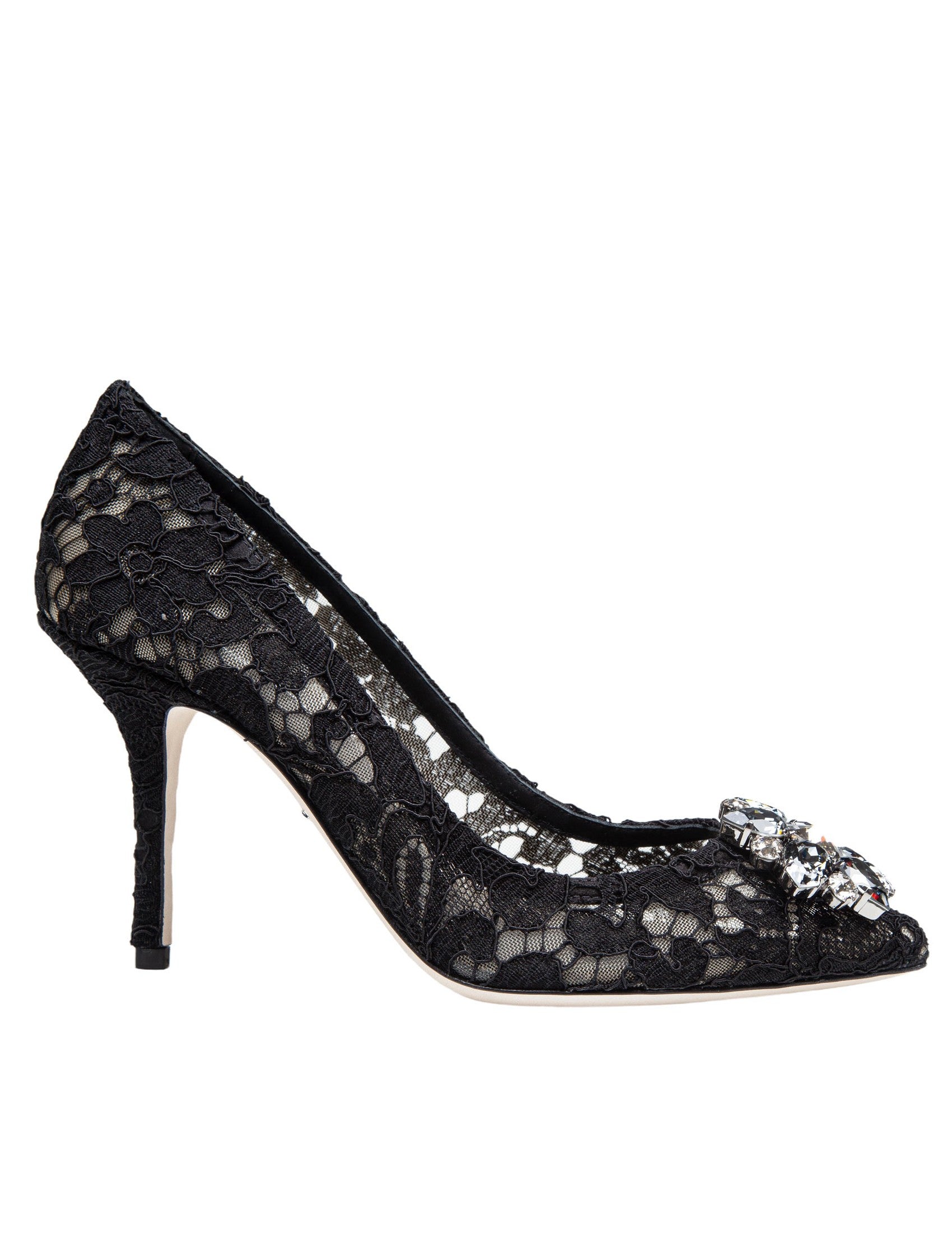 DOLCE & GABBANA Bellucci Lace Pumps with Stunning Brooch Detail - 9 cm Heel