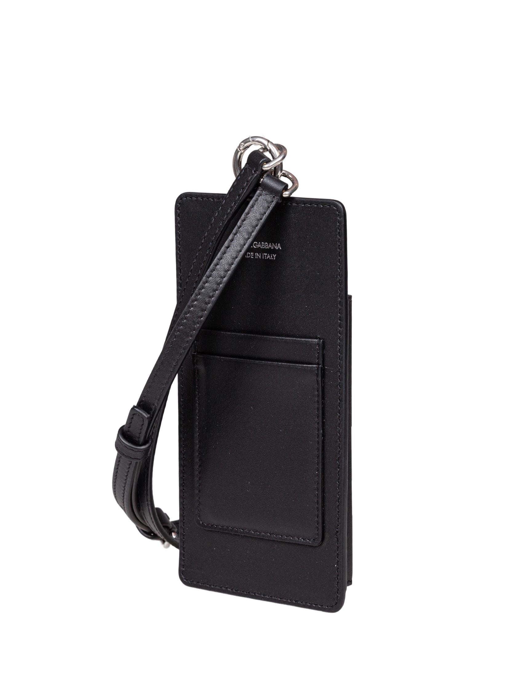 DOLCE & GABBANA Leather Cell Phone Holder with Adjustable Strap - 18.5cm Height