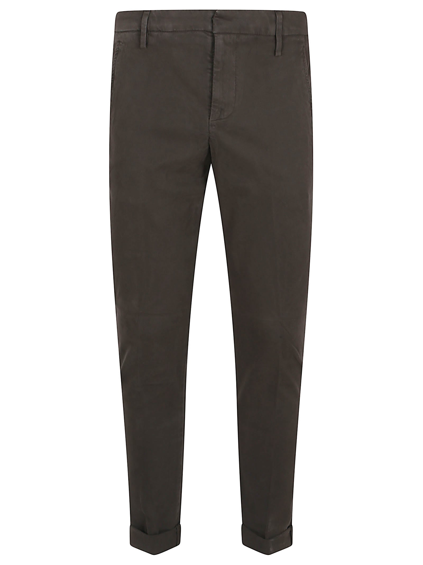 DONDUP Men's Stretchy Cotton Trousers with Low Waist and Button Closure