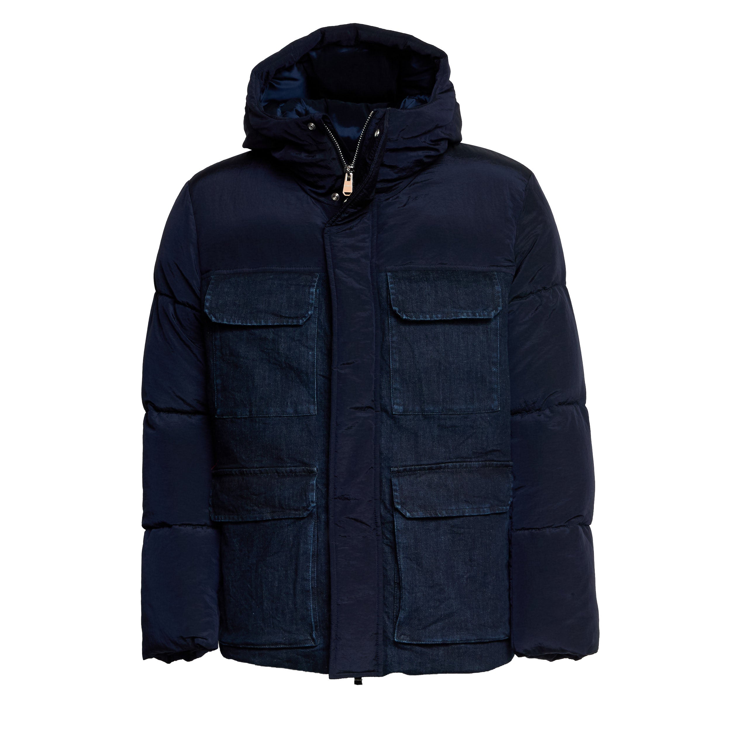 DONDUP Men's Classic Puffy Jacket with Denim Insert