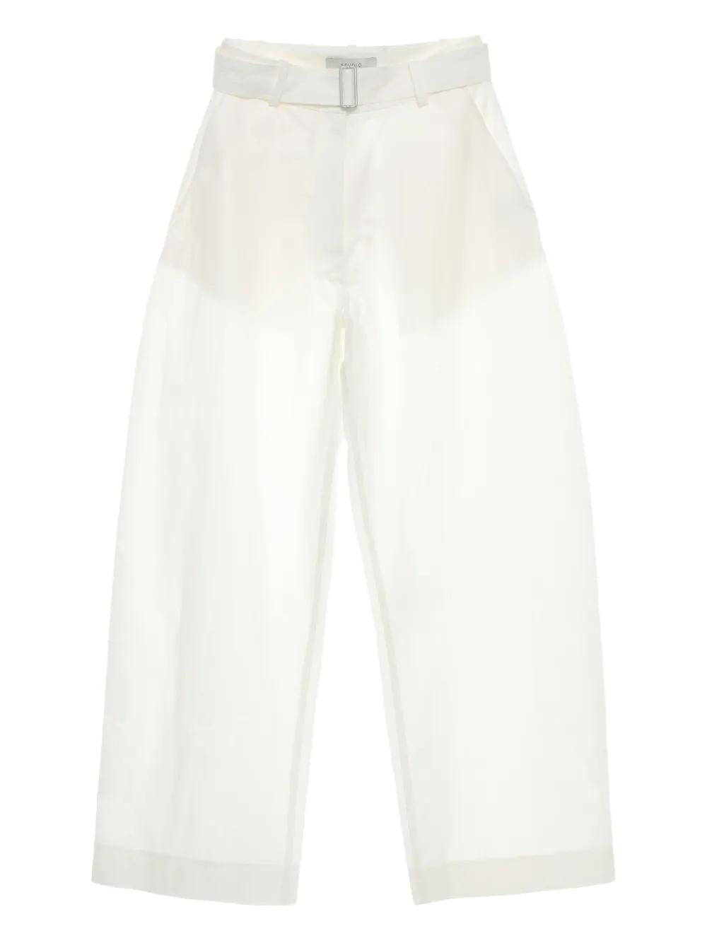 STUDIO NICHOLSON Round Leg Cotton Trousers with Detachable Belt - Women's