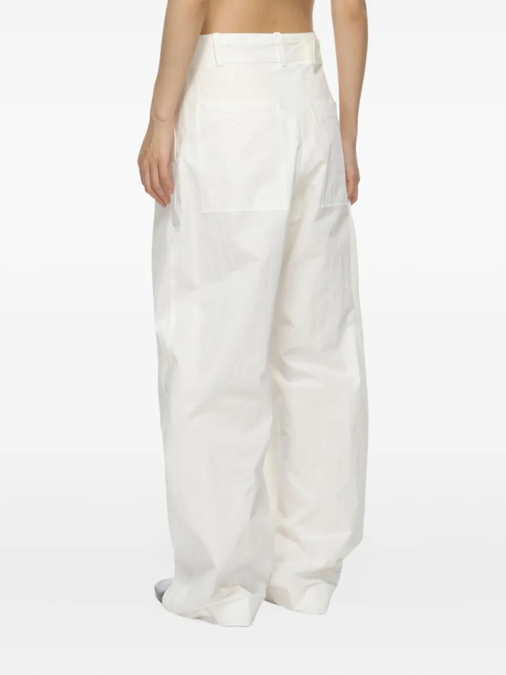 STUDIO NICHOLSON Round Leg Cotton Trousers with Detachable Belt - Women's