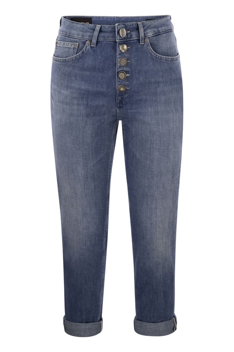 DONDUP Loose Fit Five-Pocket Jeans with Jeweled Buttons