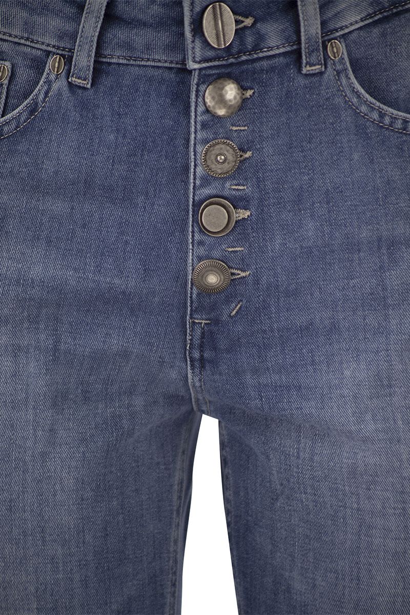 DONDUP Loose Fit Five-Pocket Jeans with Jeweled Buttons