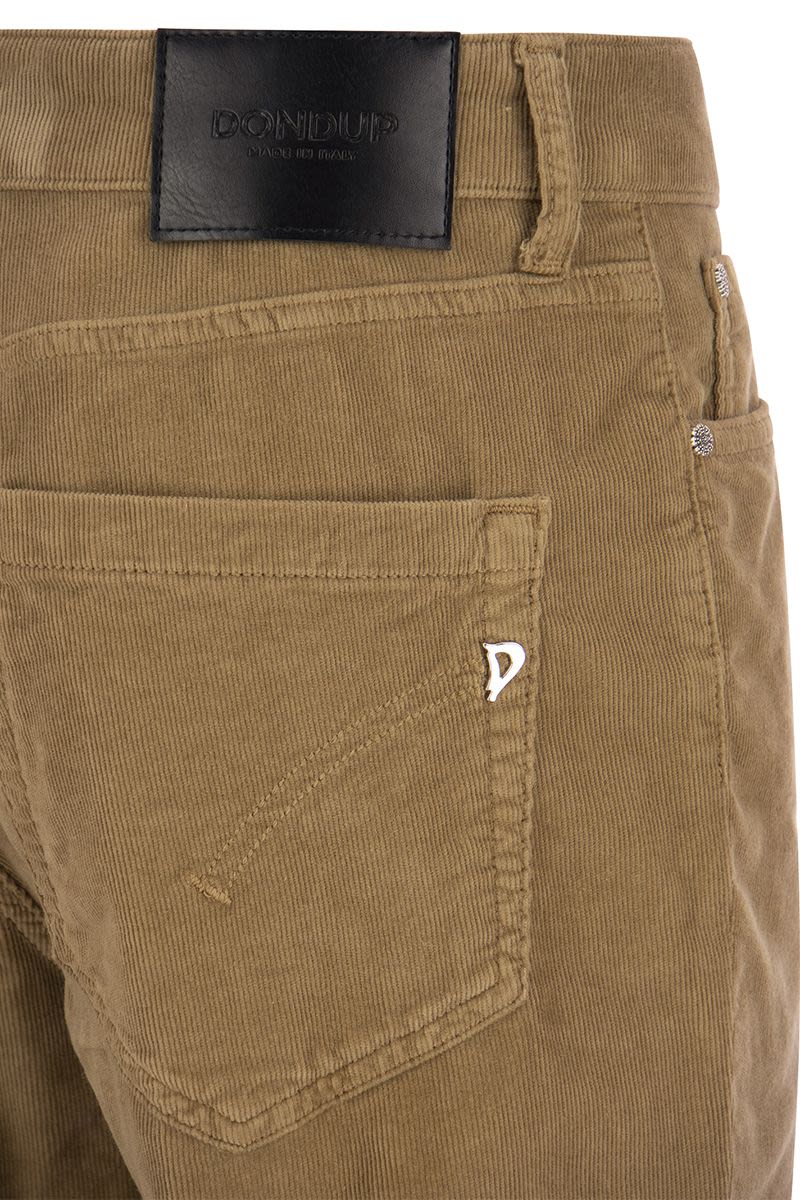 DONDUP Multi-Striped Velvet Trousers with Jewel Buttons