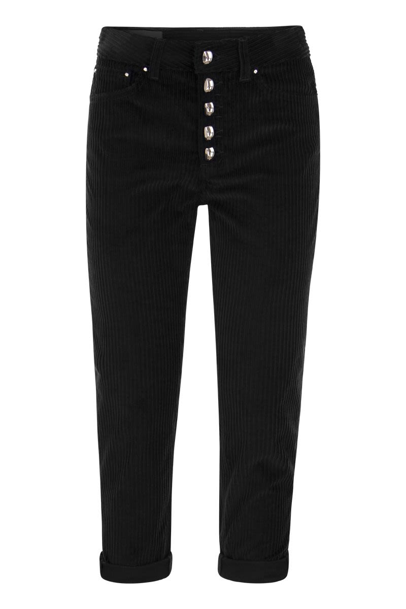 DONDUP Loose-Fitting Velvet Trousers with Jewel Detail