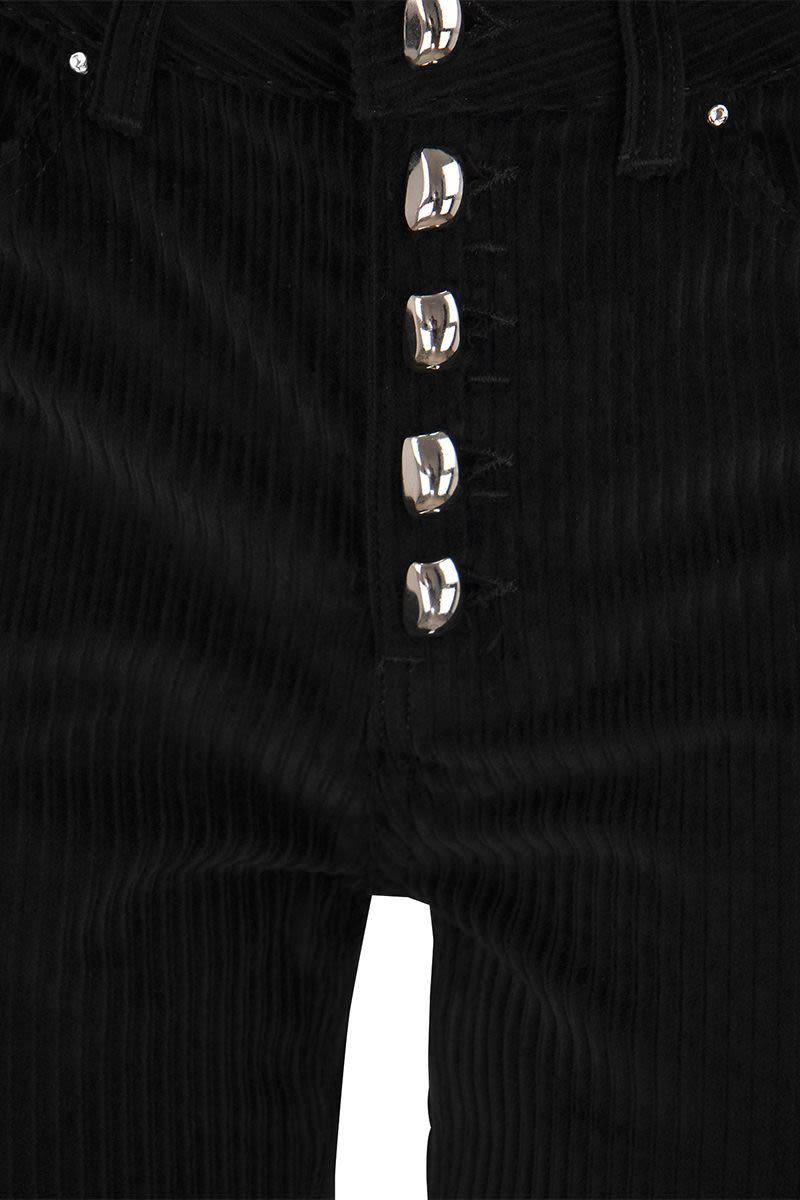 DONDUP Loose-Fitting Velvet Trousers with Jewel Detail
