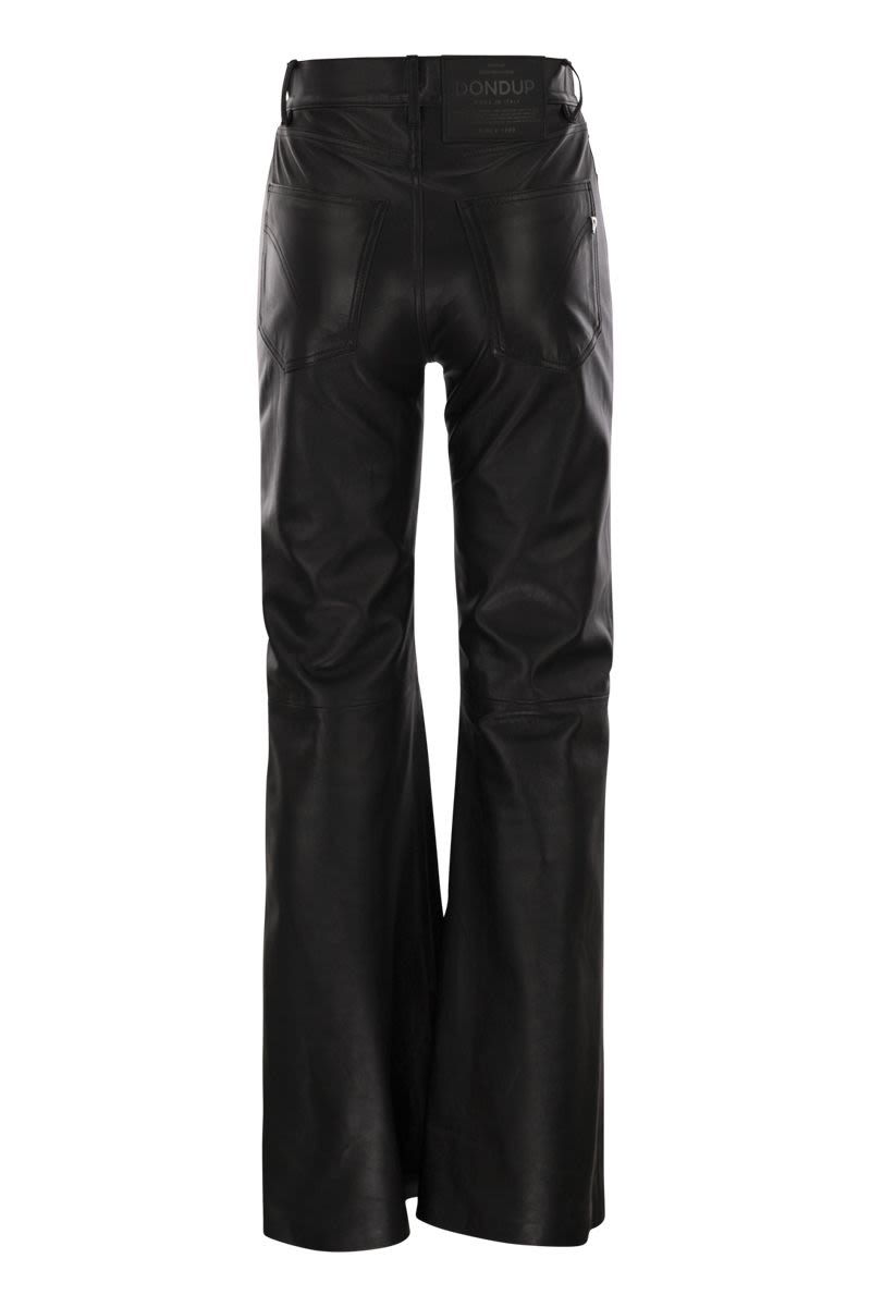 DONDUP High-Waisted Wide-Leg Lambskin Trousers