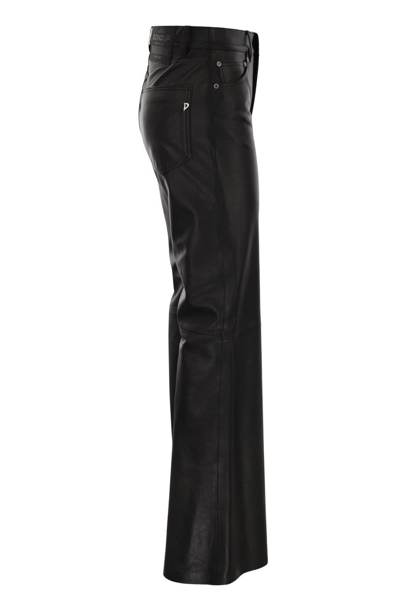 DONDUP High-Waisted Wide-Leg Lambskin Trousers