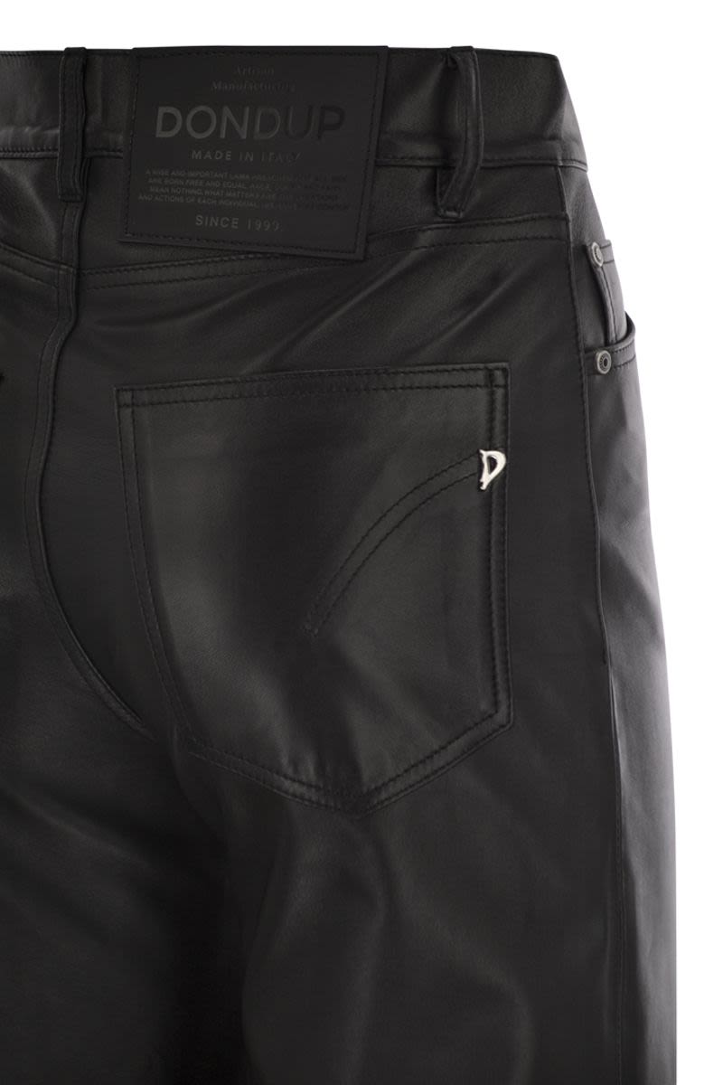 DONDUP High-Waisted Wide-Leg Lambskin Trousers