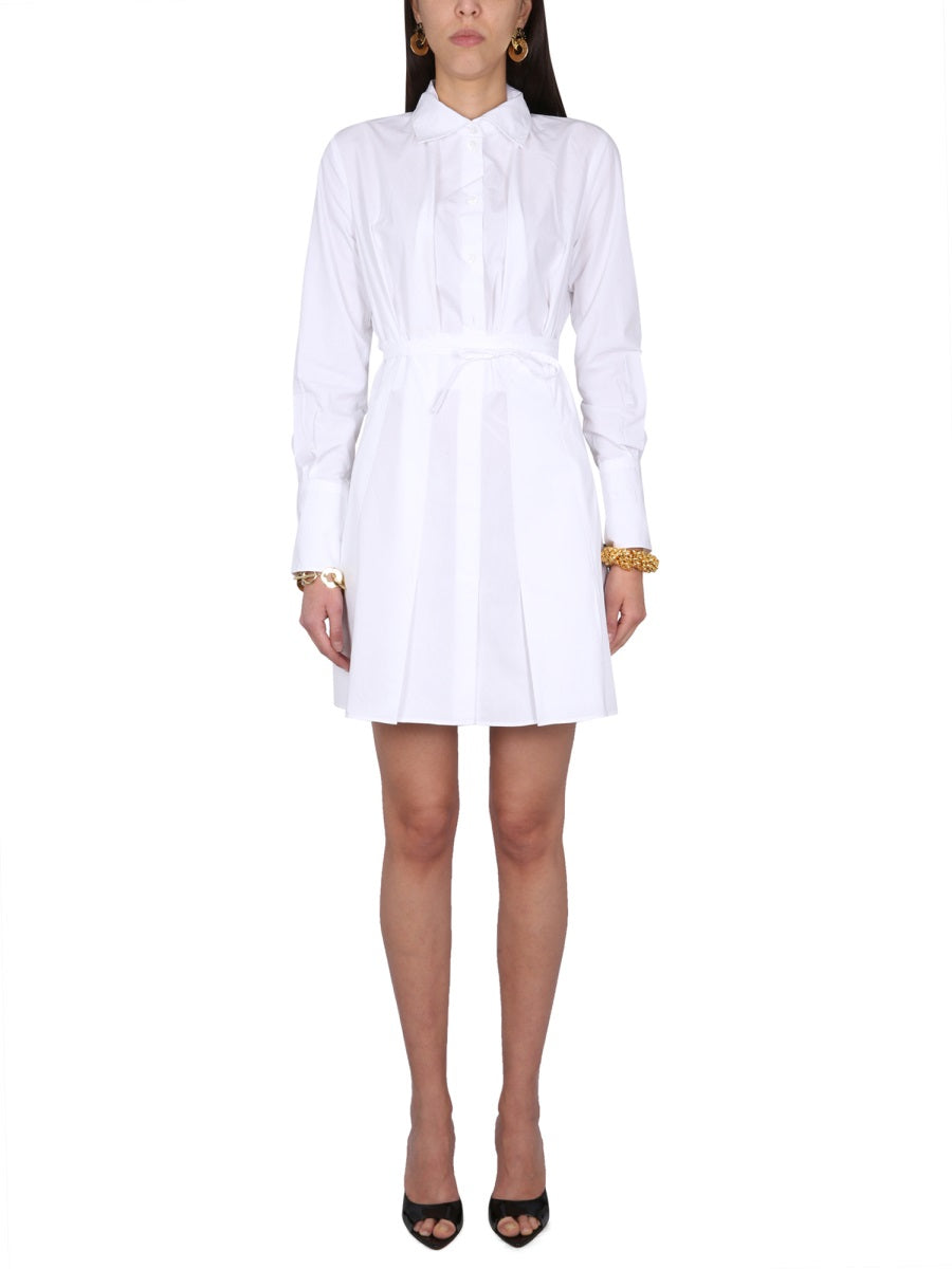 PATOU Pleated Button Front Mini Shirt Dress