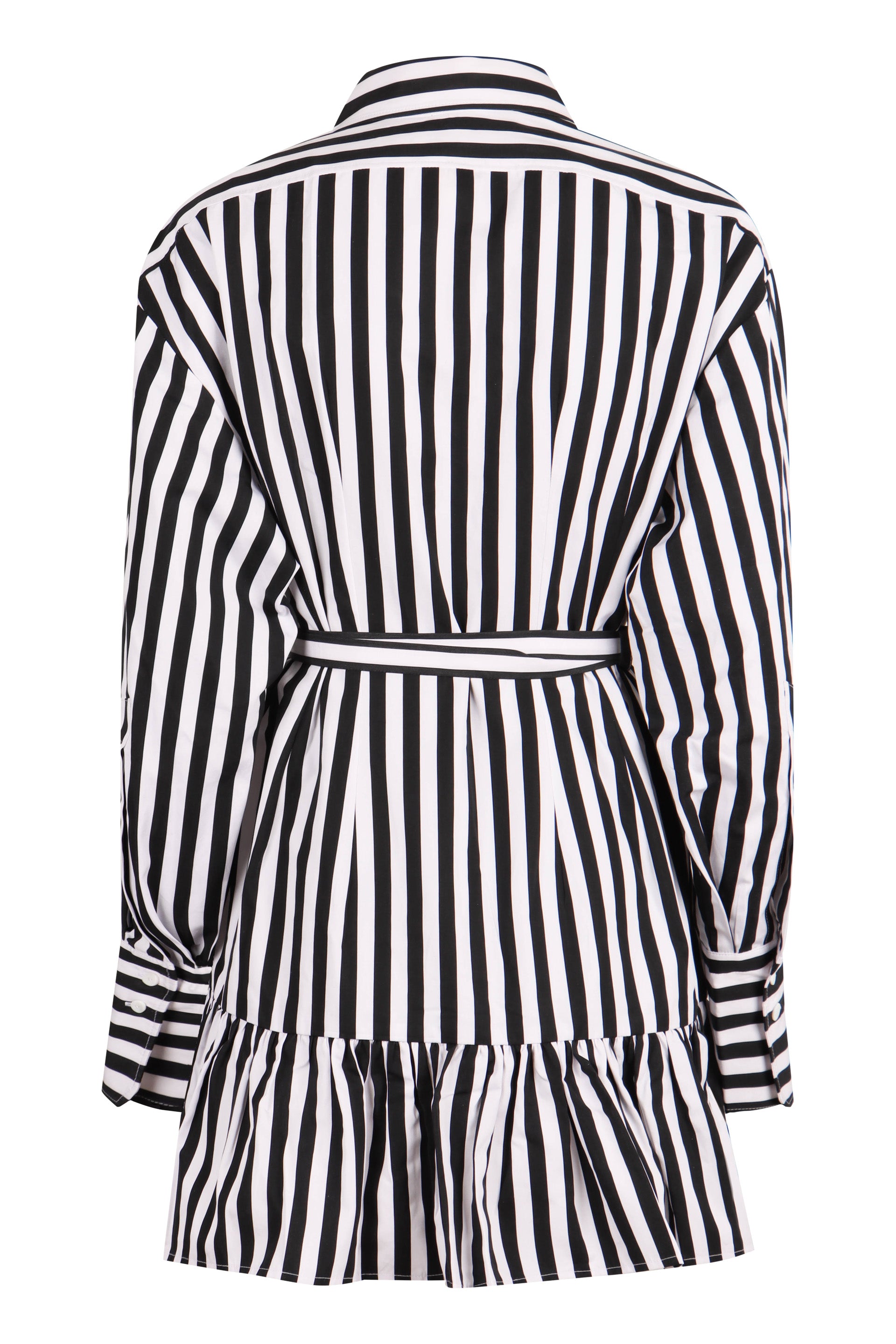 PATOU Striped Cotton Shirtdress with Ruffle Hem