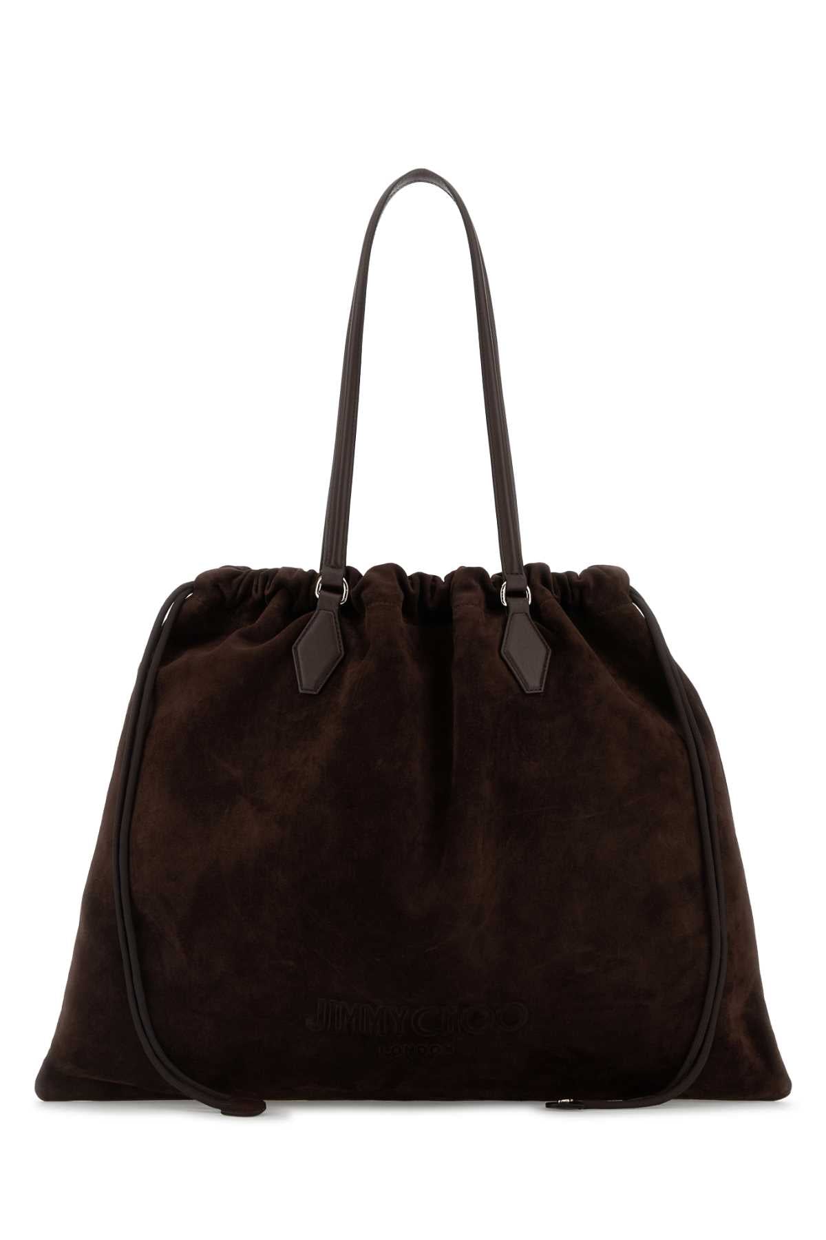 JIMMY CHOO Suede Drawstring Tote Handbag - Large