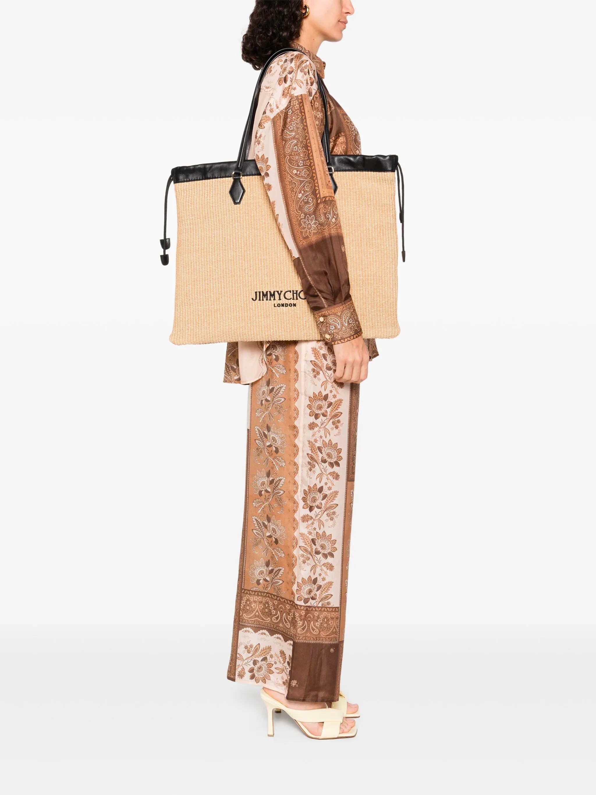 JIMMY CHOO Drawstring Tote Handbag L