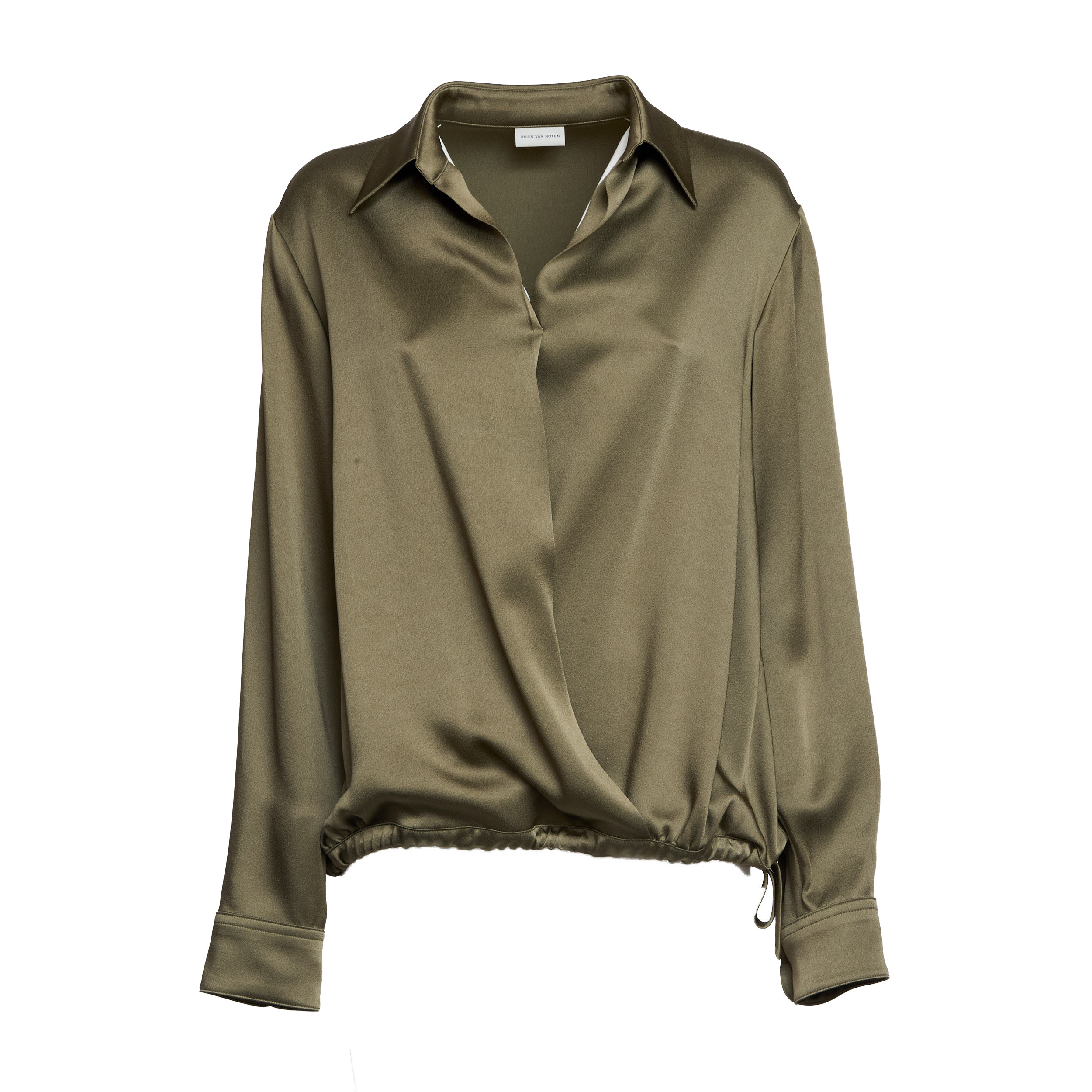 DRIES VAN NOTEN Soft Fit V-Neck Shirt with Drawstring Hem for Women
