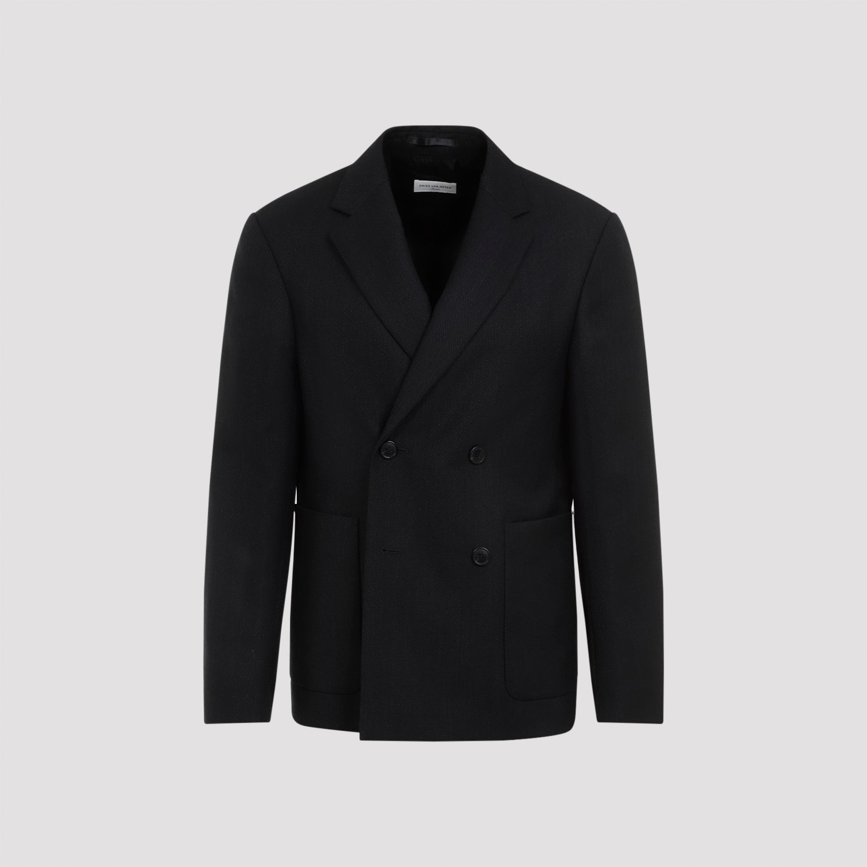 DRIES VAN NOTEN Classic Black Wool Jacket for Men - Fall Winter 24/25