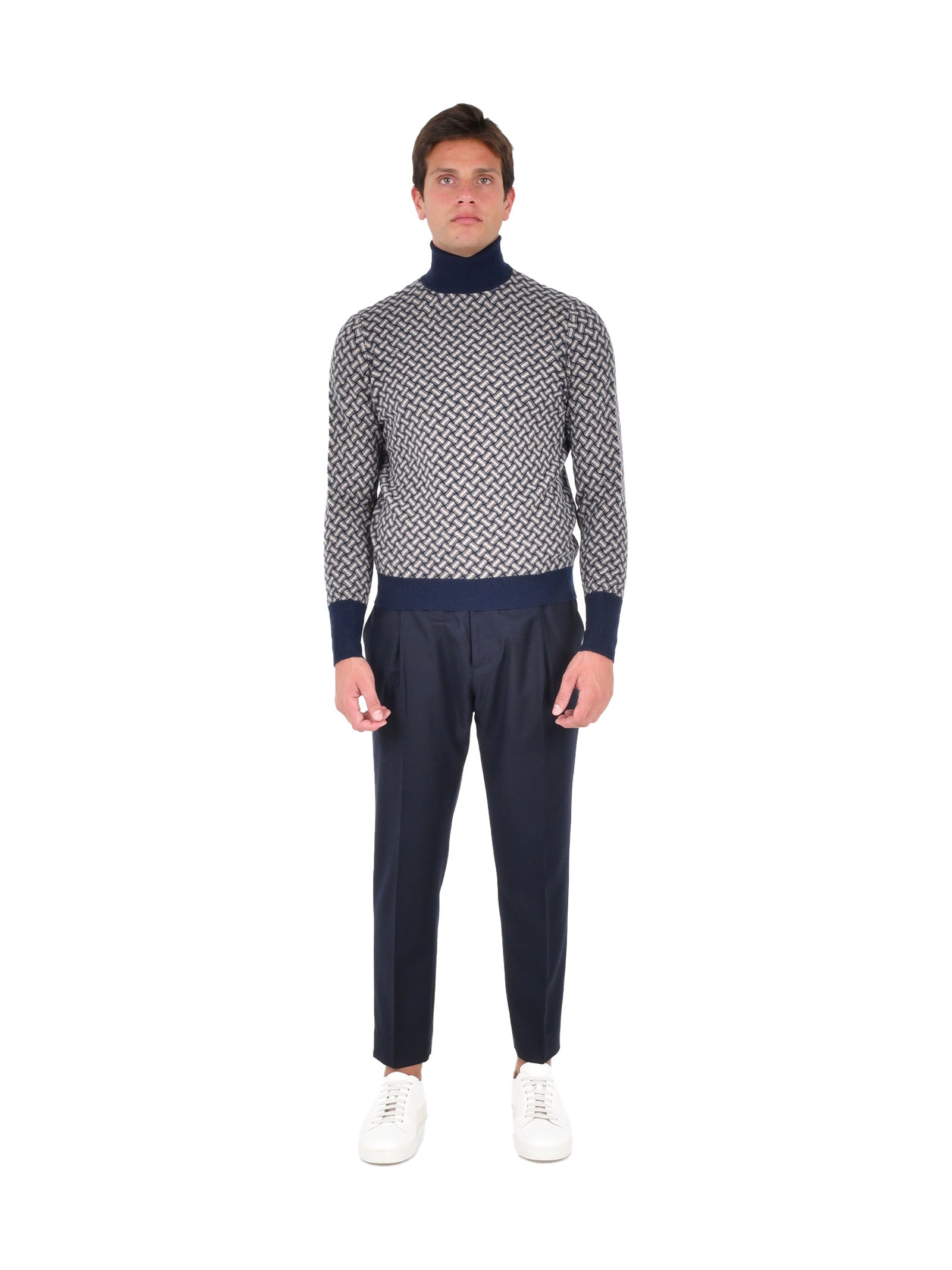DRUMOHR Cashmere Turtleneck Sweater with Unique Pattern
