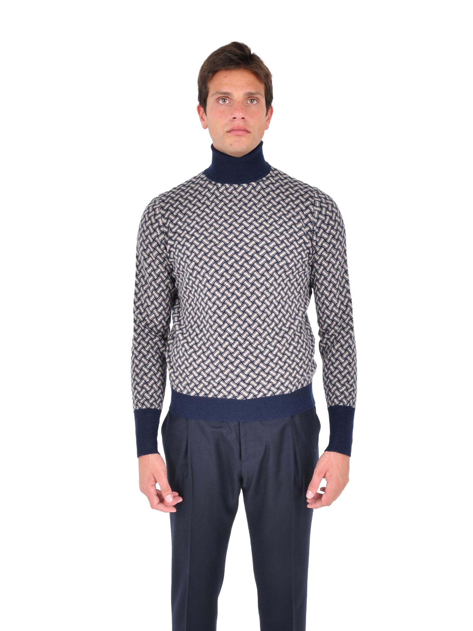 DRUMOHR Cashmere Turtleneck Sweater with Unique Pattern