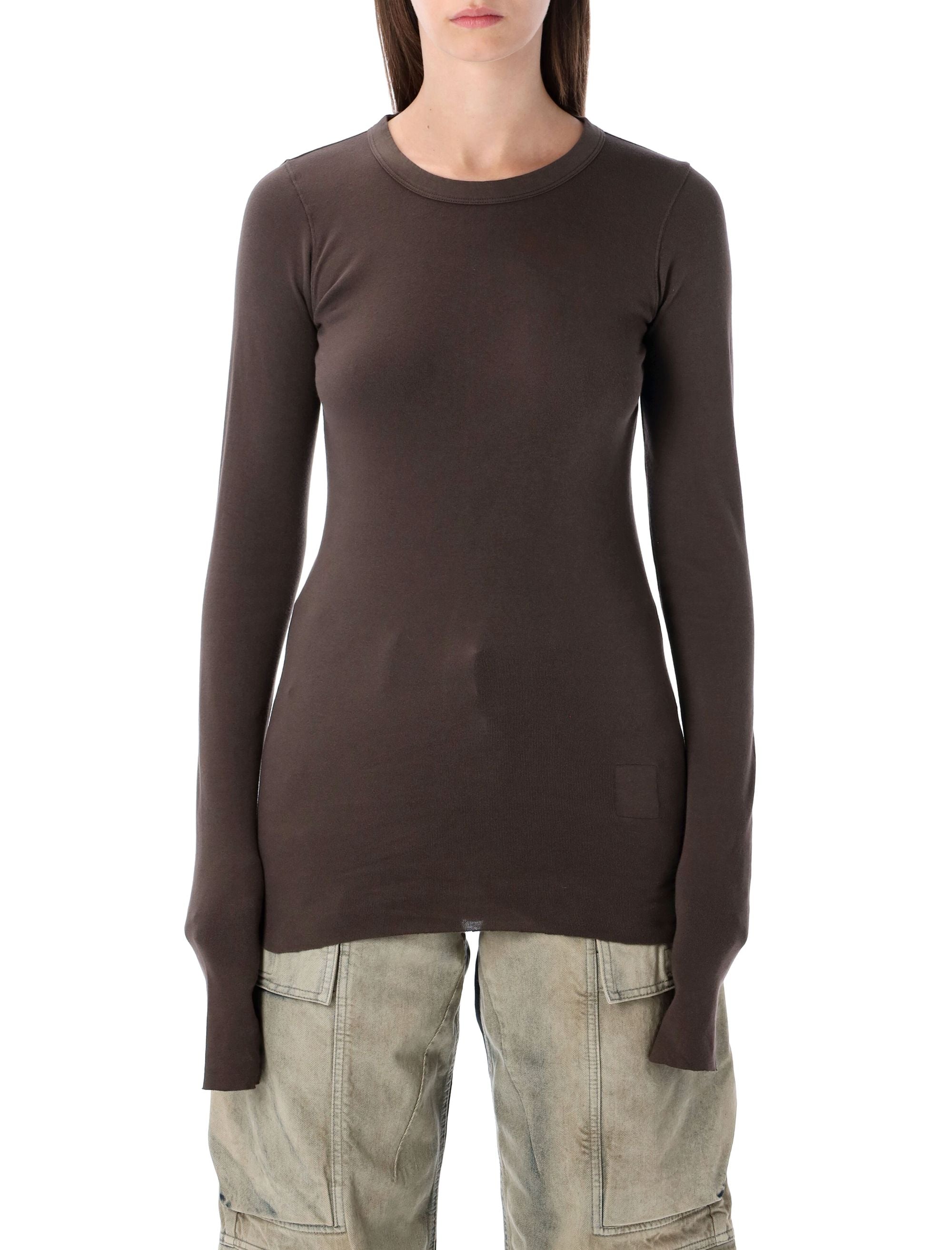 RICK OWENS Minimalist Ribbed Long Sleeve T-Shirt - Slim Fit
