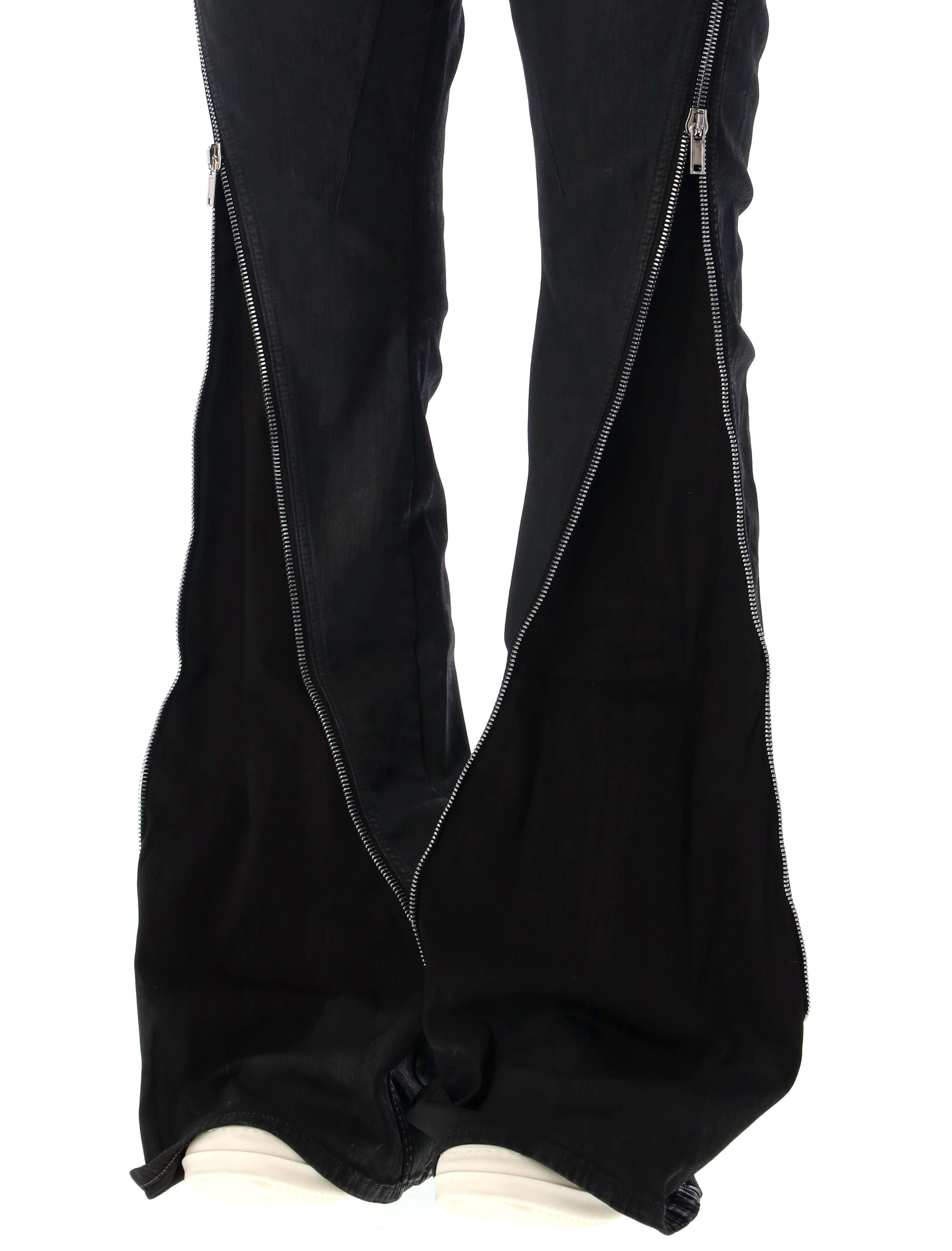 RICK OWENS High-Rise Slim Fit Jeans with Statement Zips - Size 26