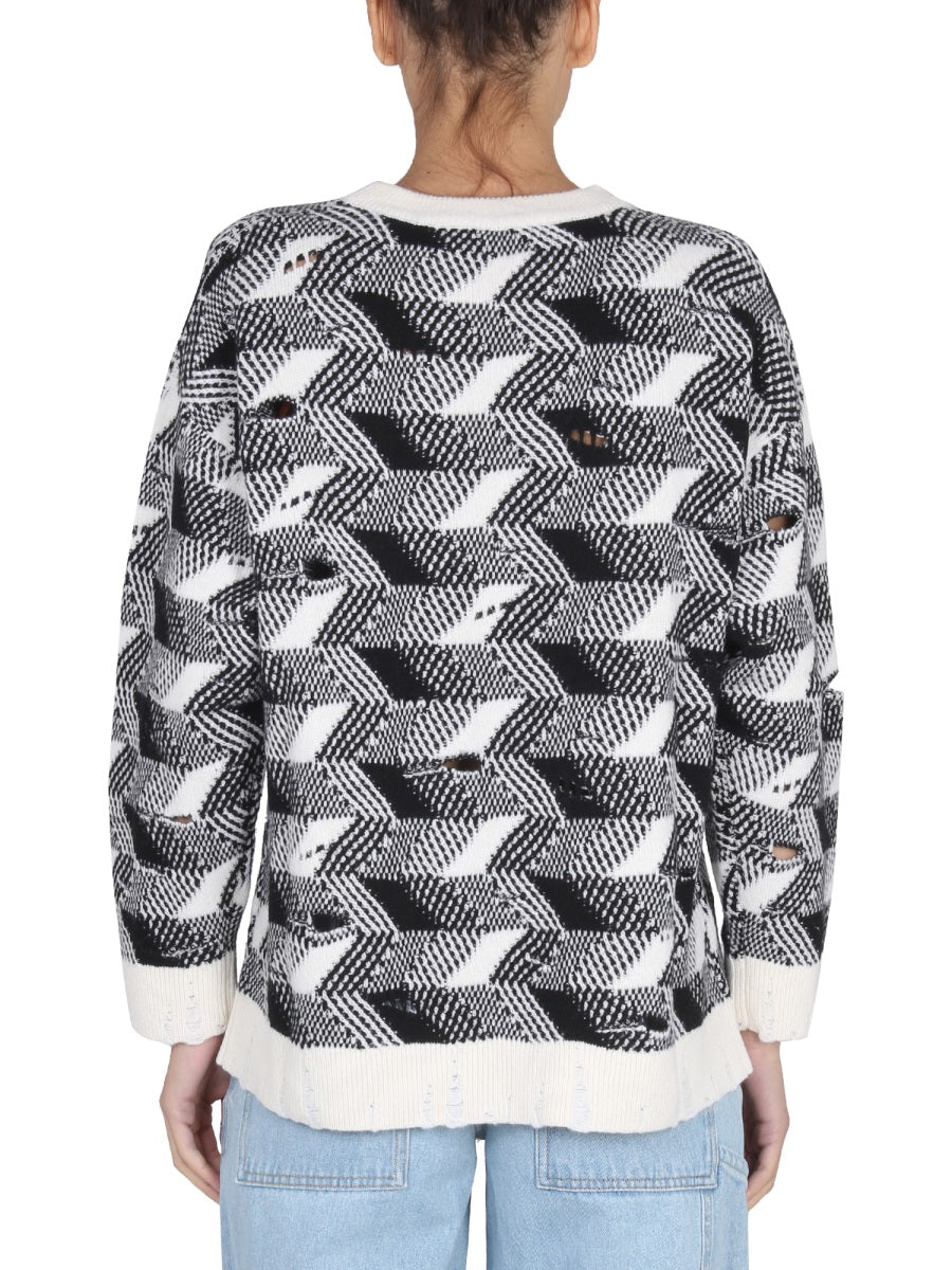 MISSONI Jacquard Knit Crossneck Ribbed Collar Sweater for Women