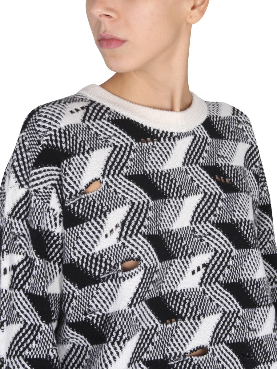 MISSONI Jacquard Knit Crossneck Ribbed Collar Sweater for Women