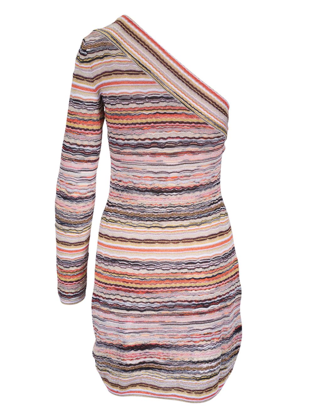 MISSONI Asymmetric Neck Mini Dress with Single Long Sleeve