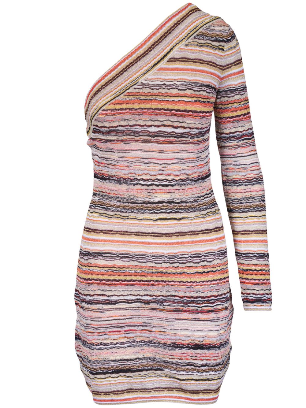 MISSONI Asymmetric Neck Mini Dress with Single Long Sleeve