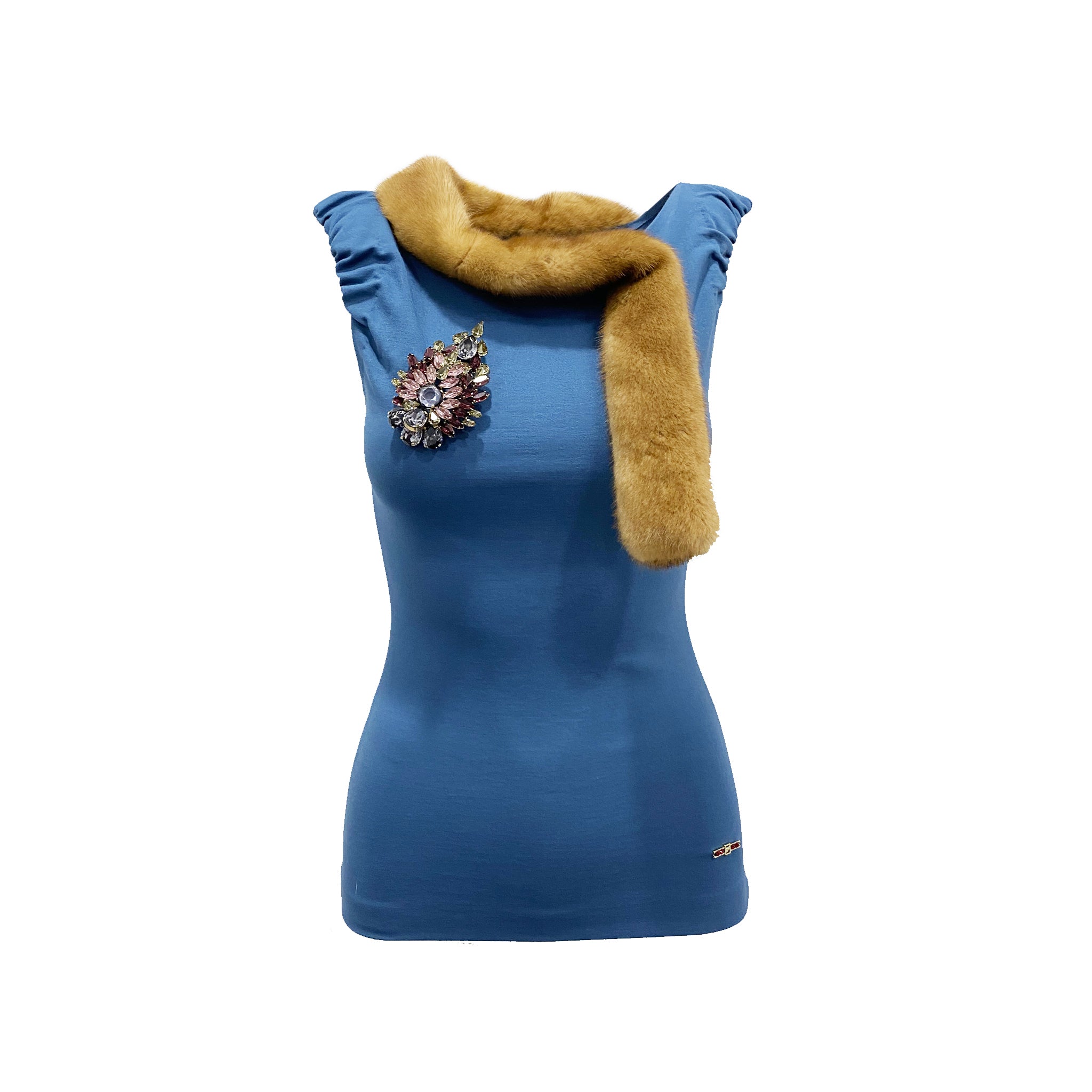 DSQUARED2 Luxury Mink Collar Sleeveless Top for Women