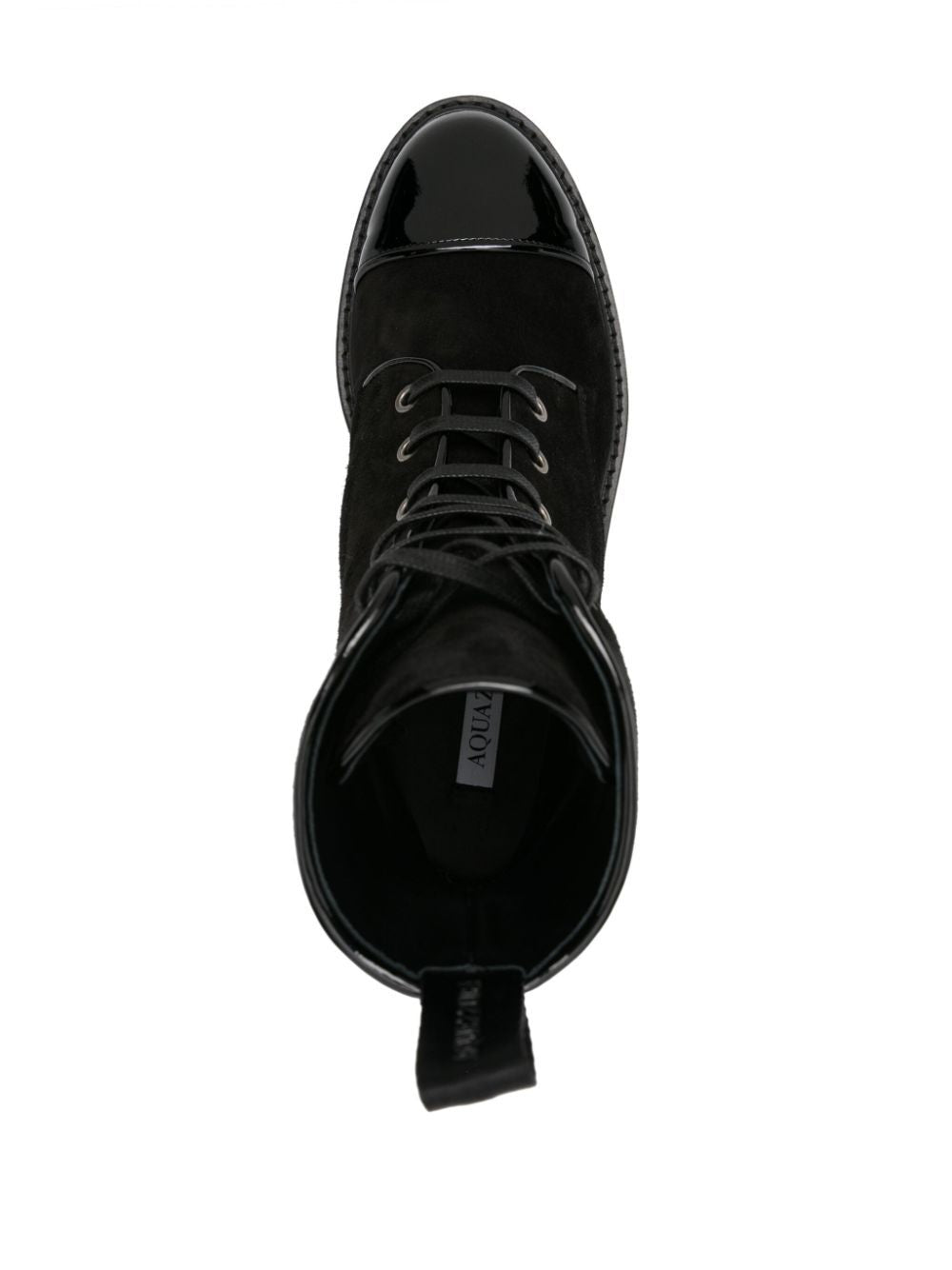 AQUAZZURA Lace-Up Boots with Patent Leather Details and Notched Sole - 5 cm Height