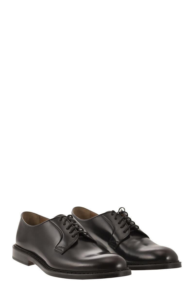 DOUCAL'S Smooth Leather Derby Dress Shoes - 5-Hole Lace-Up