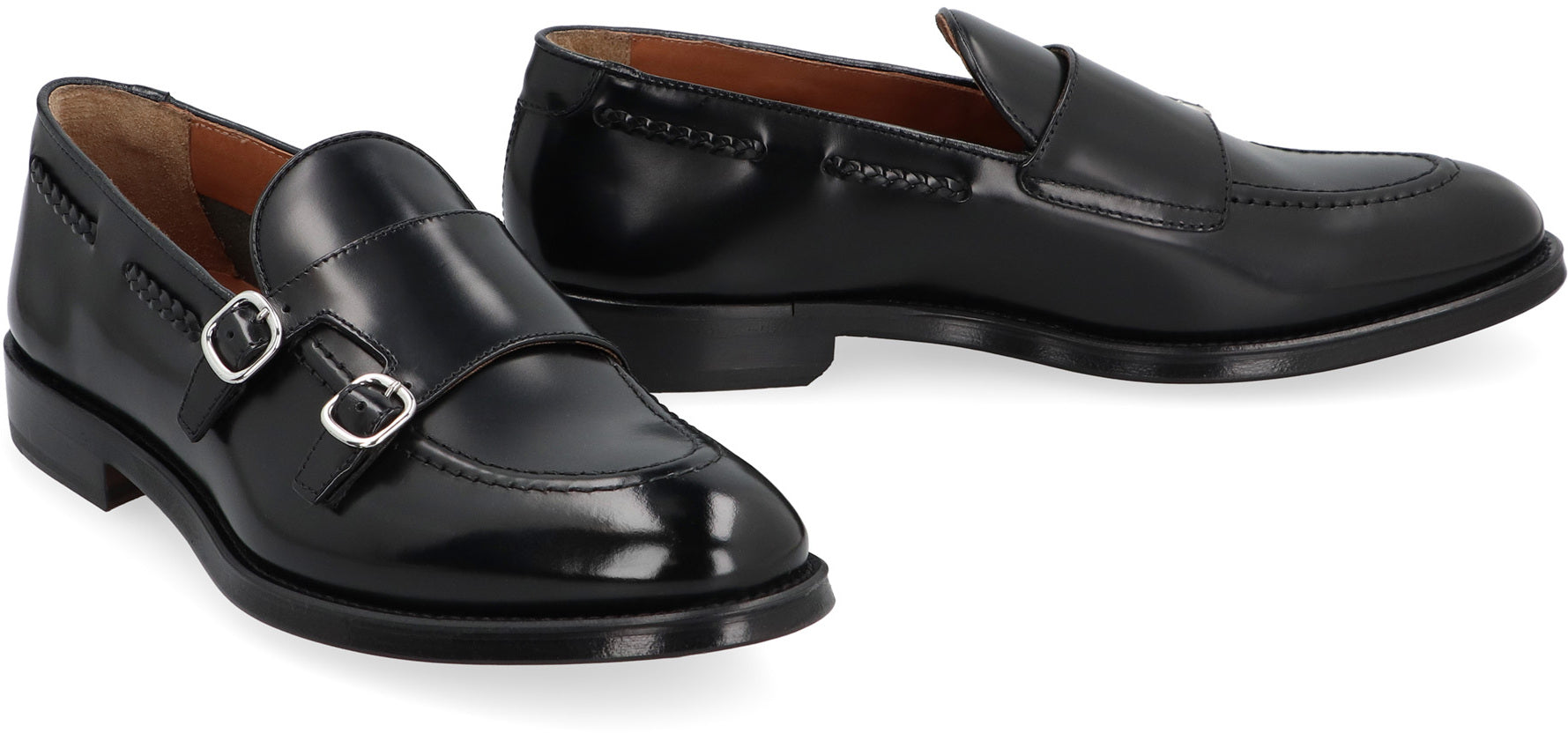 DOUCAL'S Men's Leather Monk-Strap Shoes