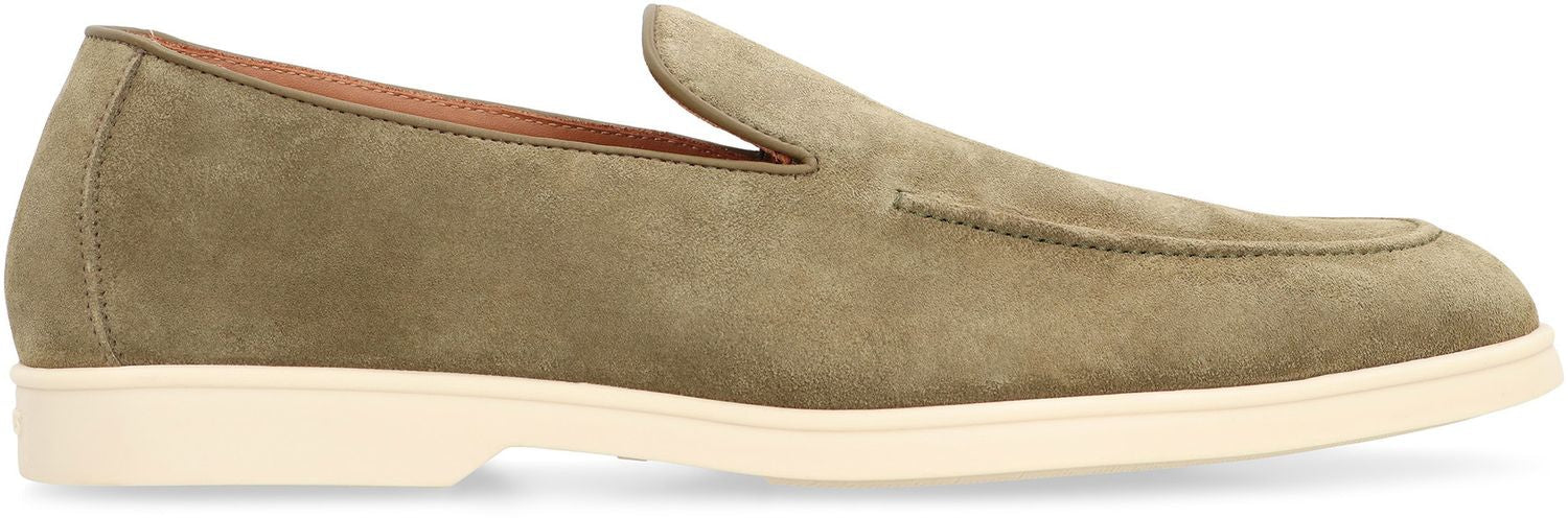 DOUCAL'S Men's Suede Loafers with Round Toe Design