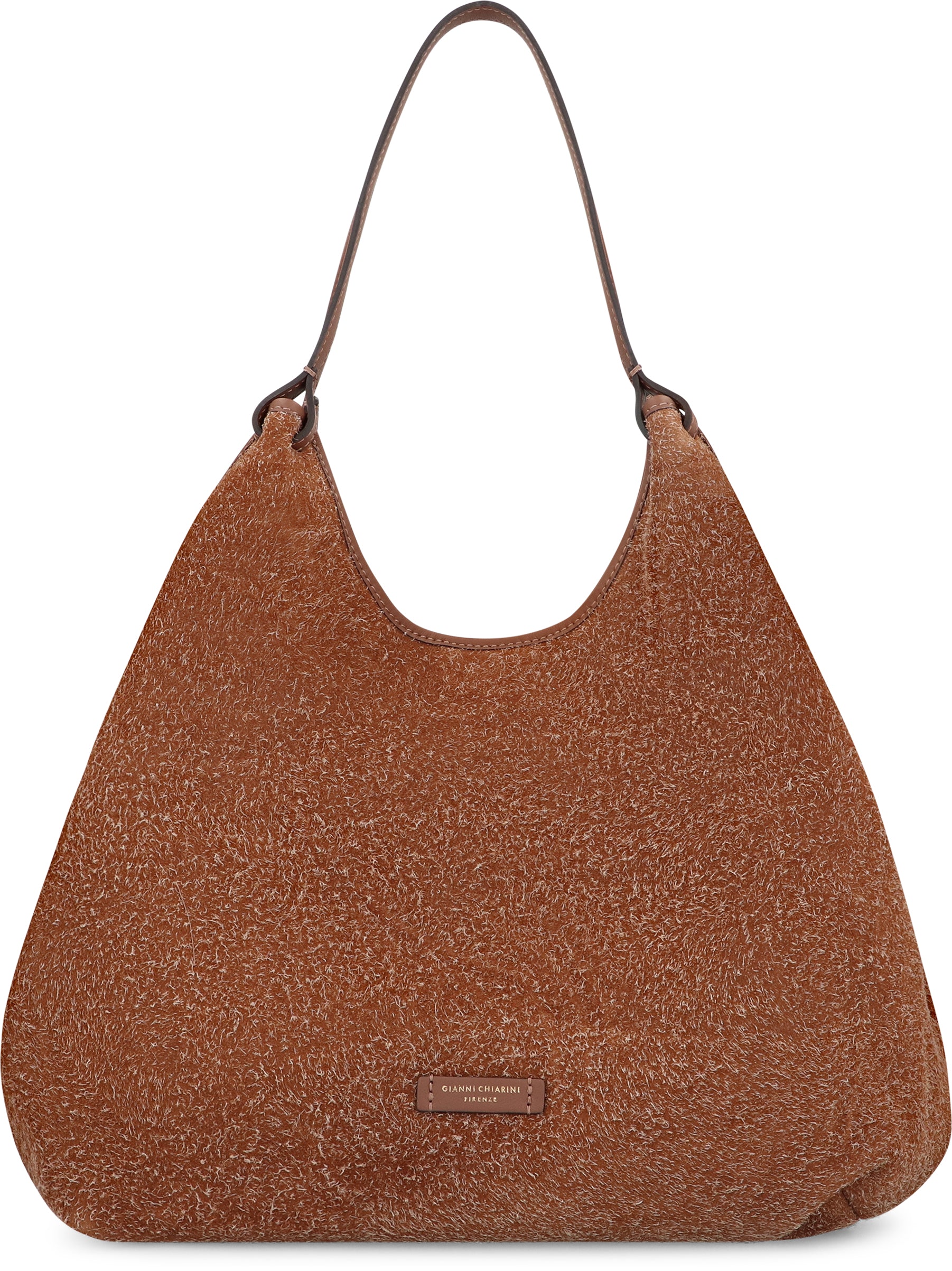 GIANNI CHIARINI Suede Handbag with Leather Handles and Magnetic Closure - 34x38x16 cm